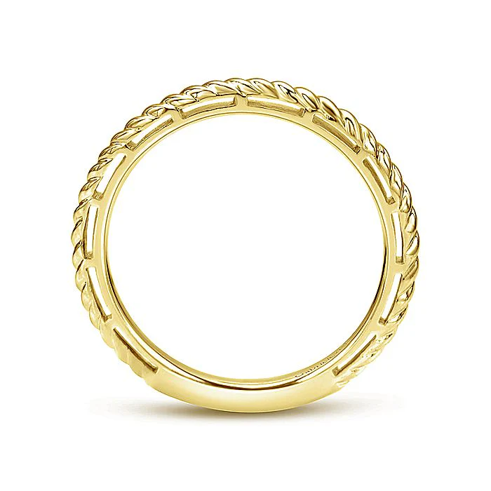 Gabriel & Co Yellow Gold Twisted Rope Stackable Ring - Image 2