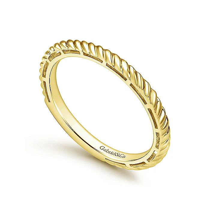 Gabriel & Co Yellow Gold Twisted Rope Stackable Ring - Image 3