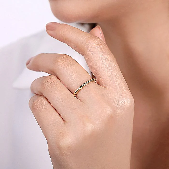 Gabriel & Co Yellow Gold Twisted Rope Stackable Ring - Image 4