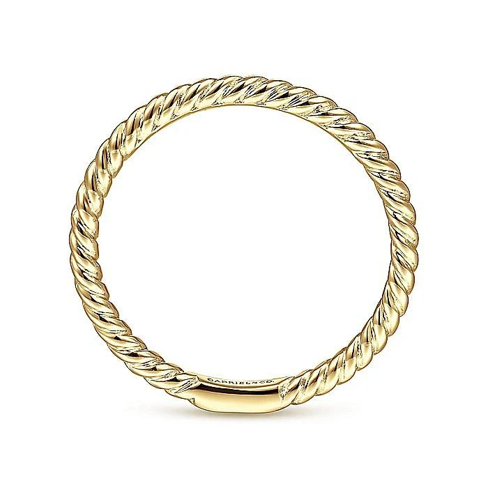 Gabriel & Co. Yellow Gold Twisted Rope Stackable Ring - Image 2