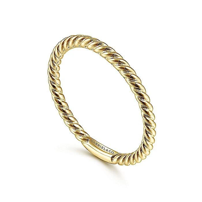 Gabriel & Co. Yellow Gold Twisted Rope Stackable Ring - Image 3