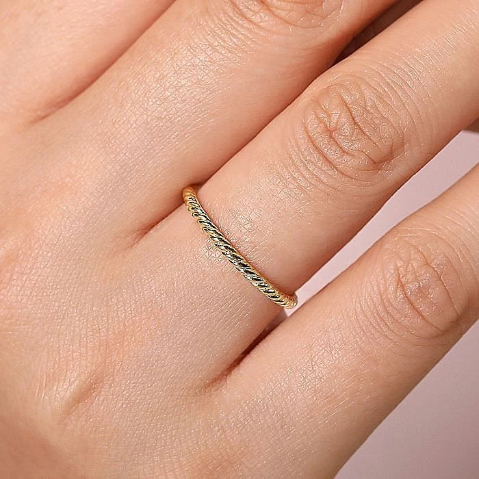 Gabriel & Co. Yellow Gold Twisted Rope Stackable Ring - Image 5
