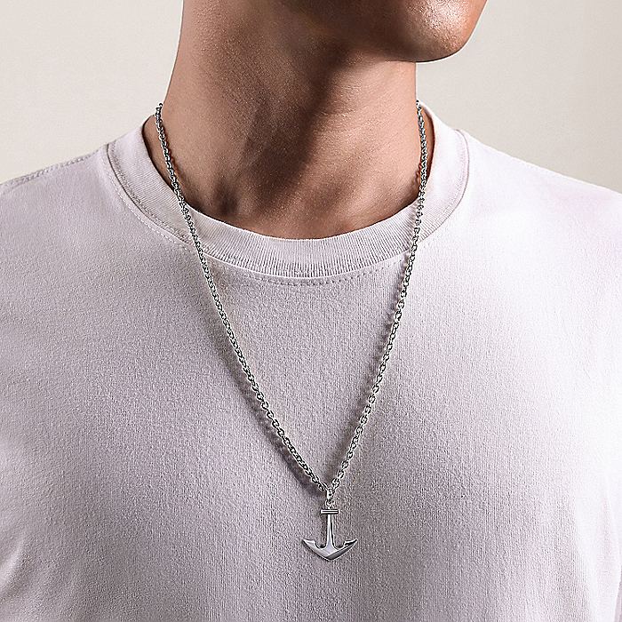 Gents Gabriel & Co. Sterling Silver Anchor Pendant - Image 2