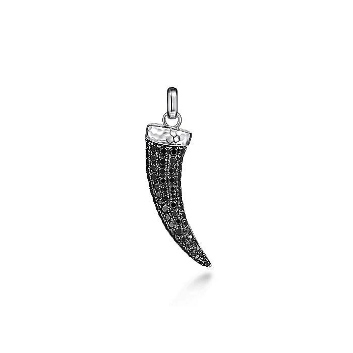 Gents Gabriel & Co. Sterling Silver Black Spinel Horn Pendant
