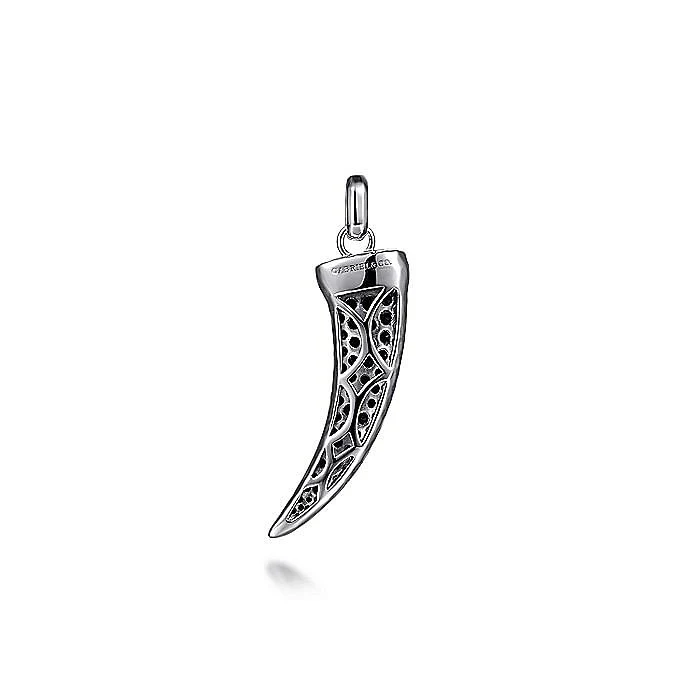 Gents Gabriel & Co. Sterling Silver Black Spinel Horn Pendant - Image 2