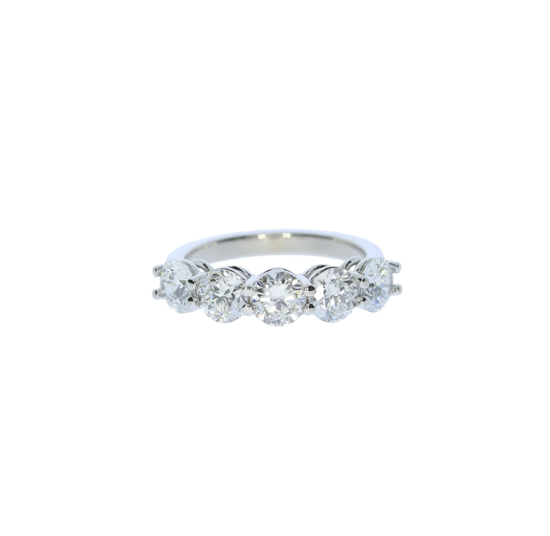Green Rocks White Gold Labratory Grown Five Diamond Band