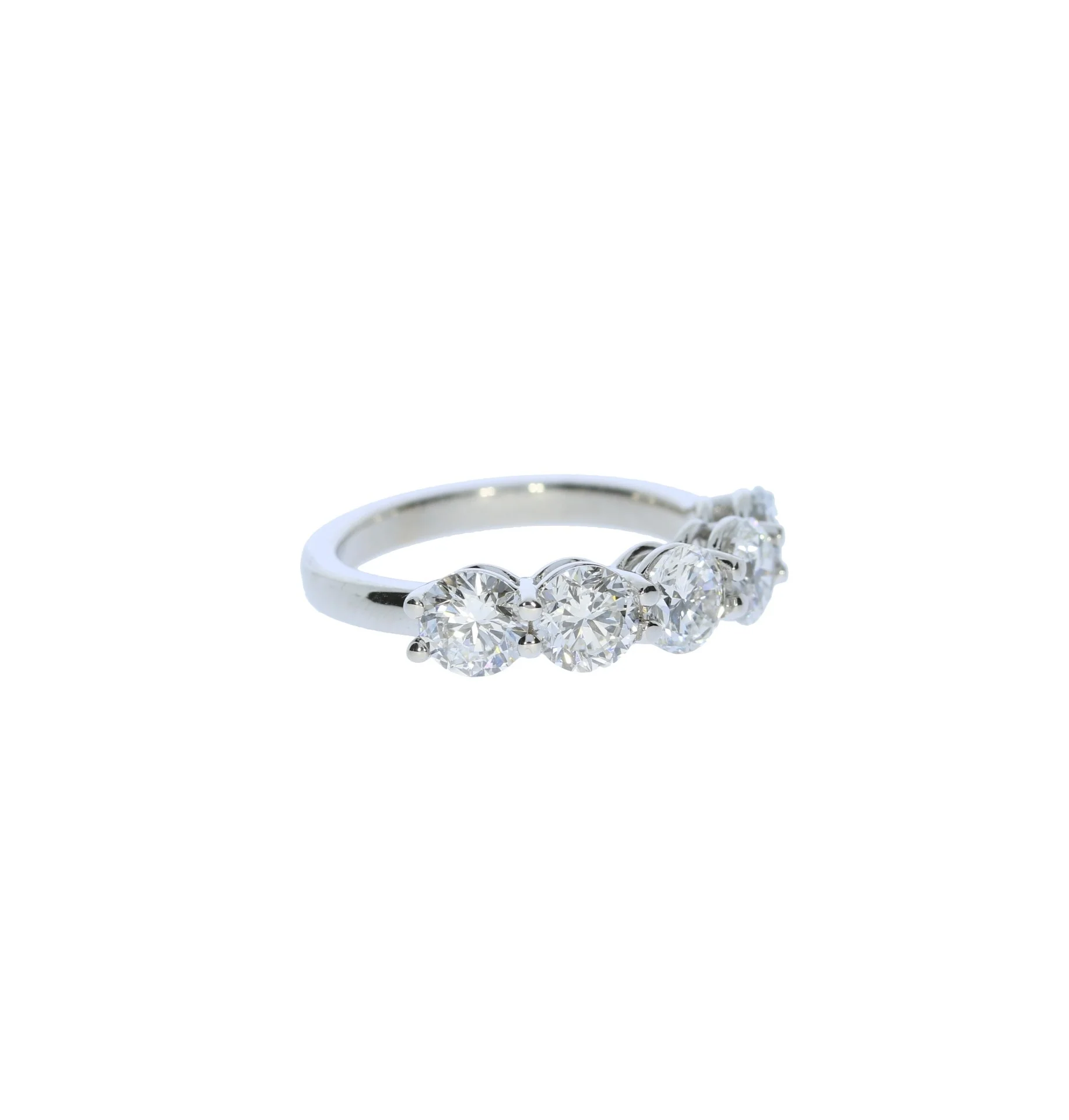 Green Rocks White Gold Labratory Grown Five Diamond Band - Image 2