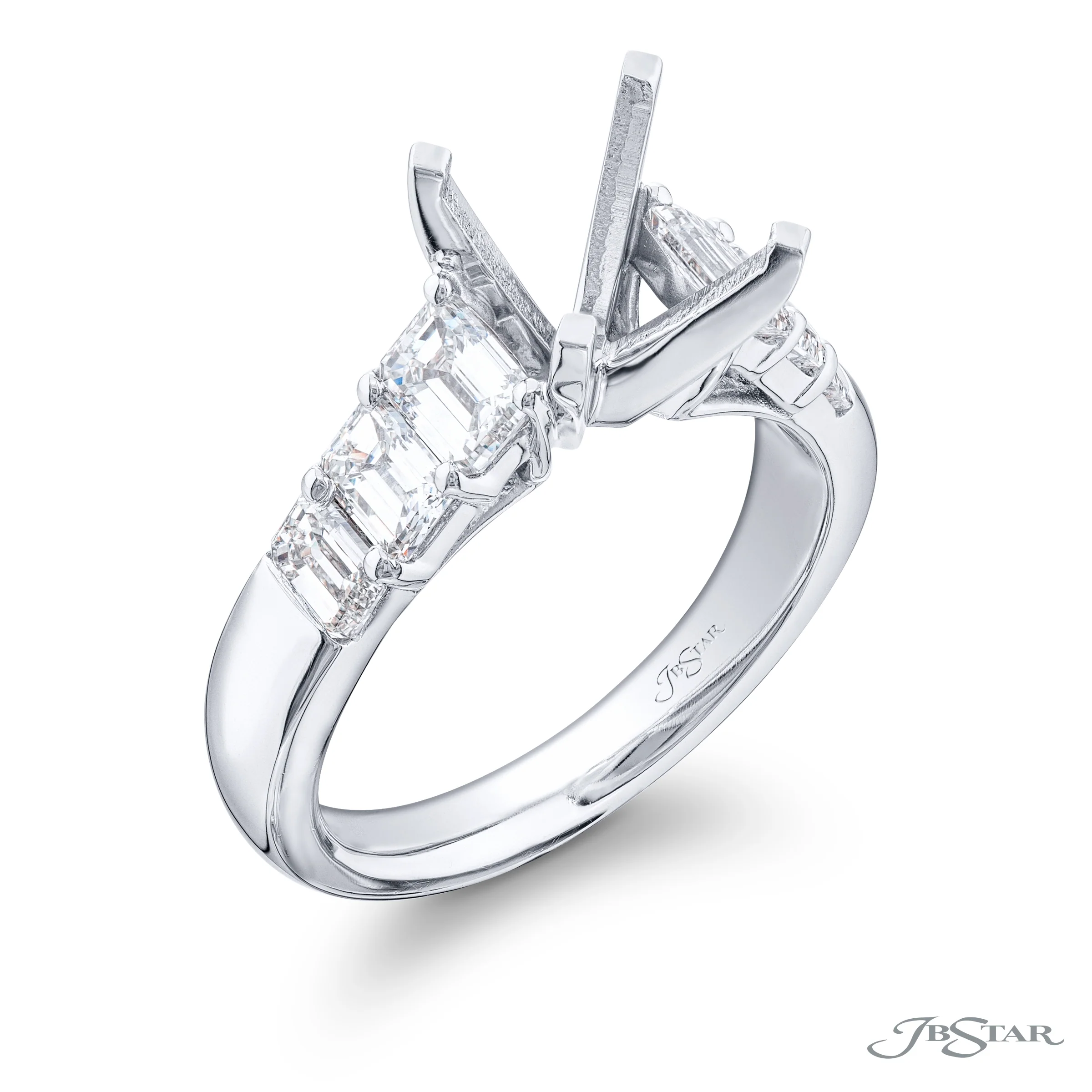 JB Star Platinum Straight Diamond Semi-Mount Engagement Ring