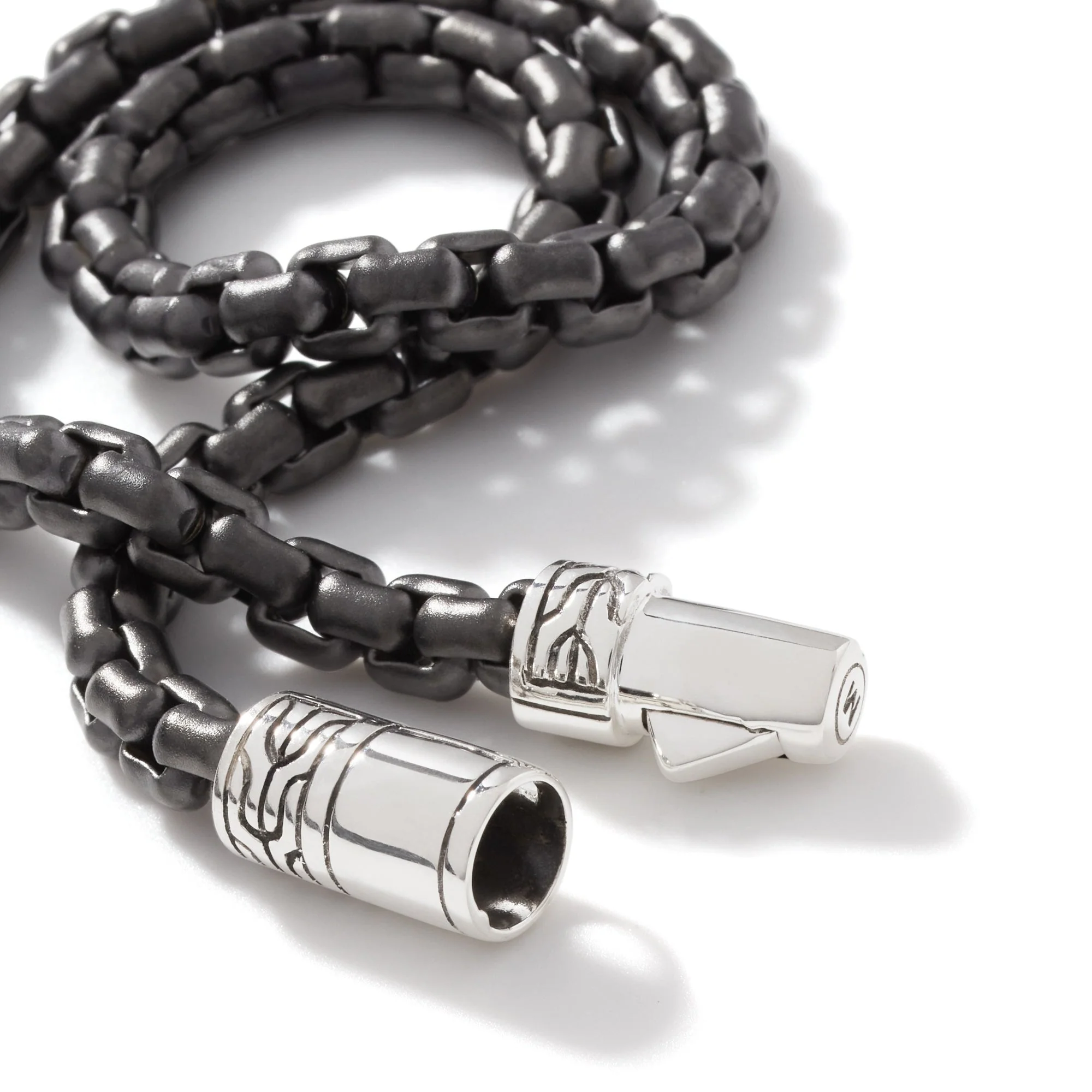 John Hardy Dark Silver Box Chain Bracelet - Image 4