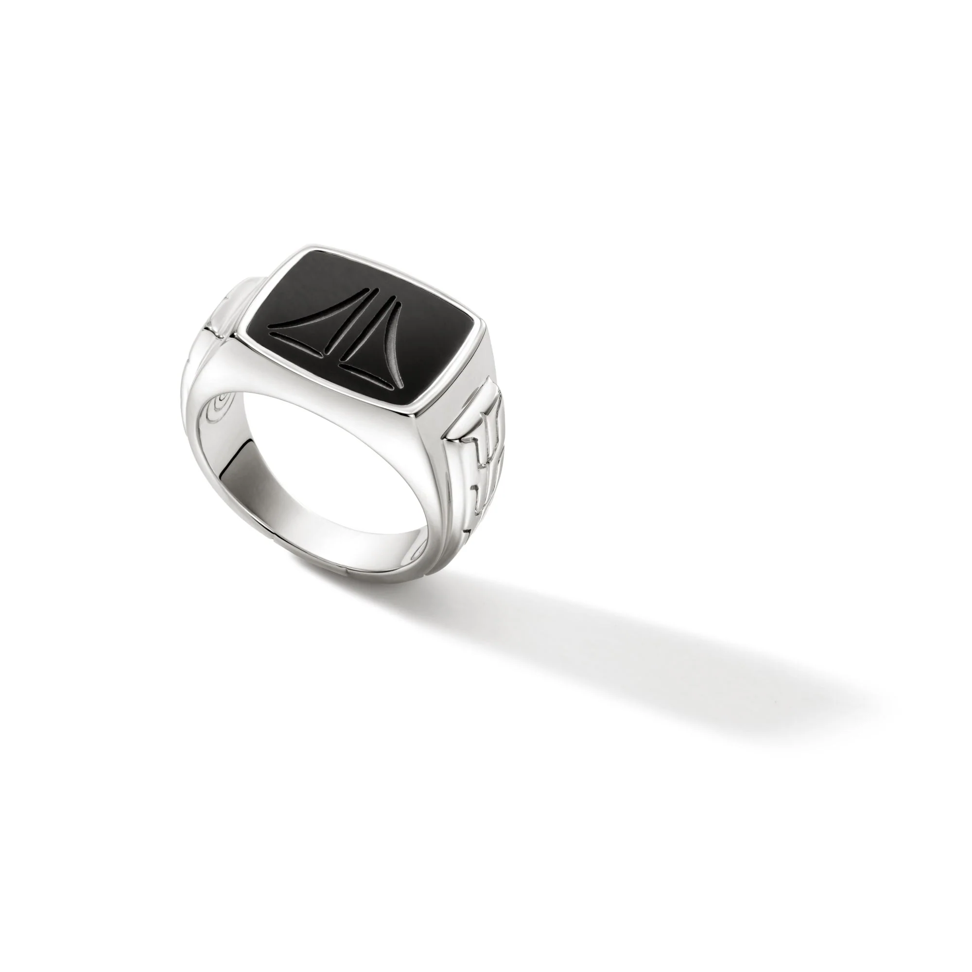 John Hardy Sterling Silver Black Onyx Carved Signet Ring - Image 3