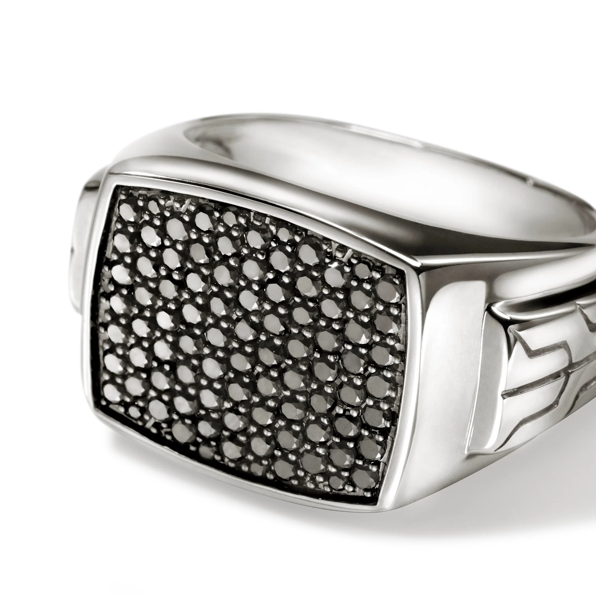 John Hardy Sterling Silver Black Sapphire Signet Ring - Image 2