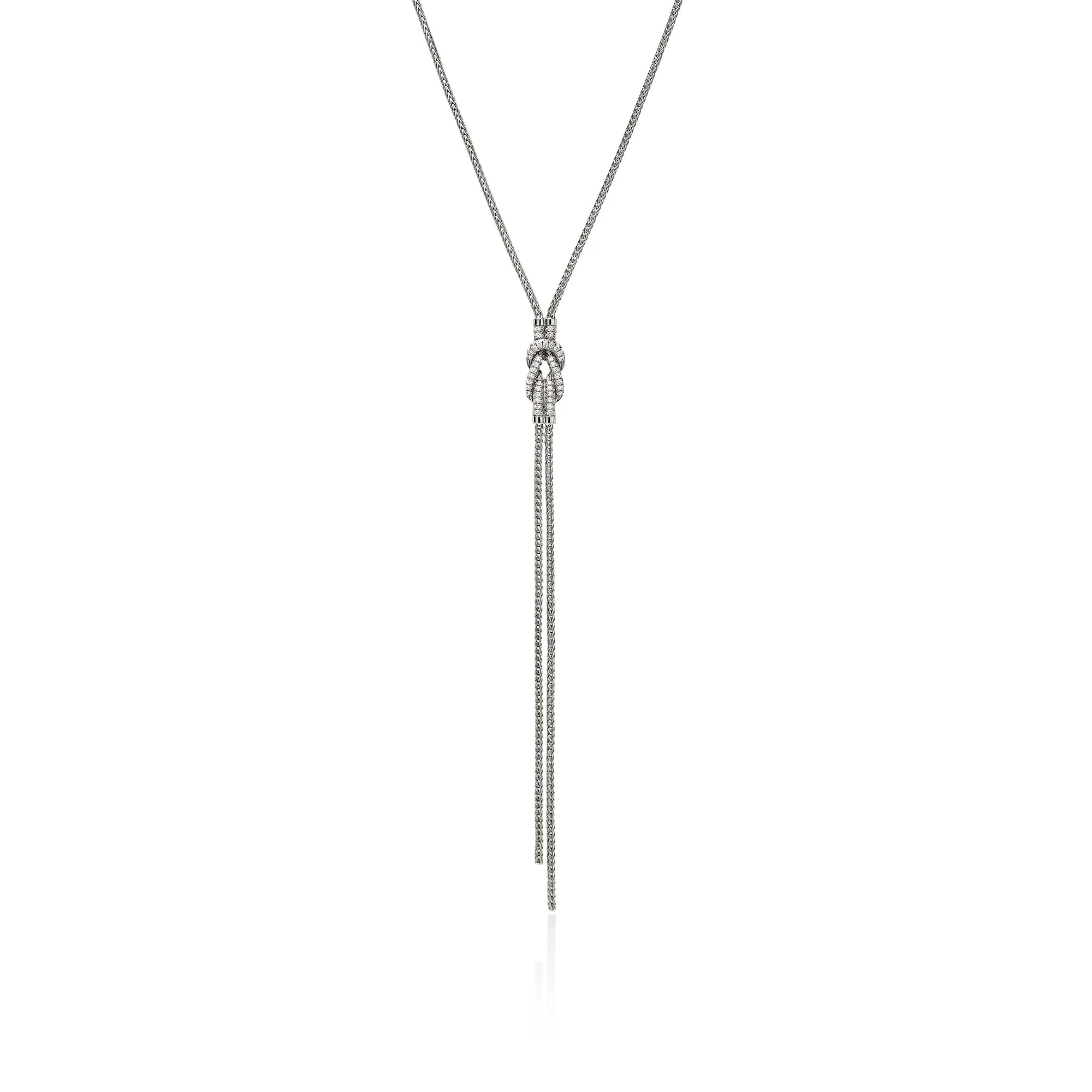John Hardy Sterling Silver Diamond Love Knot Y Necklace
