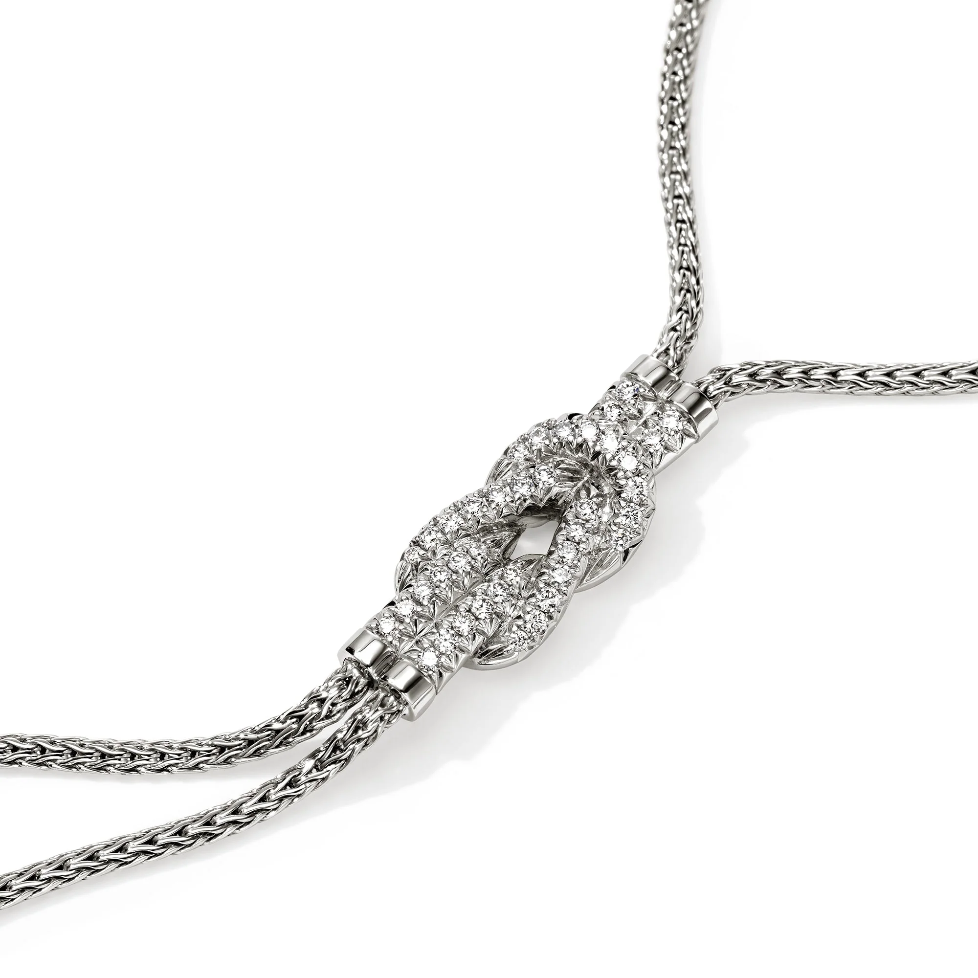 John Hardy Sterling Silver Diamond Love Knot Y Necklace - Image 2
