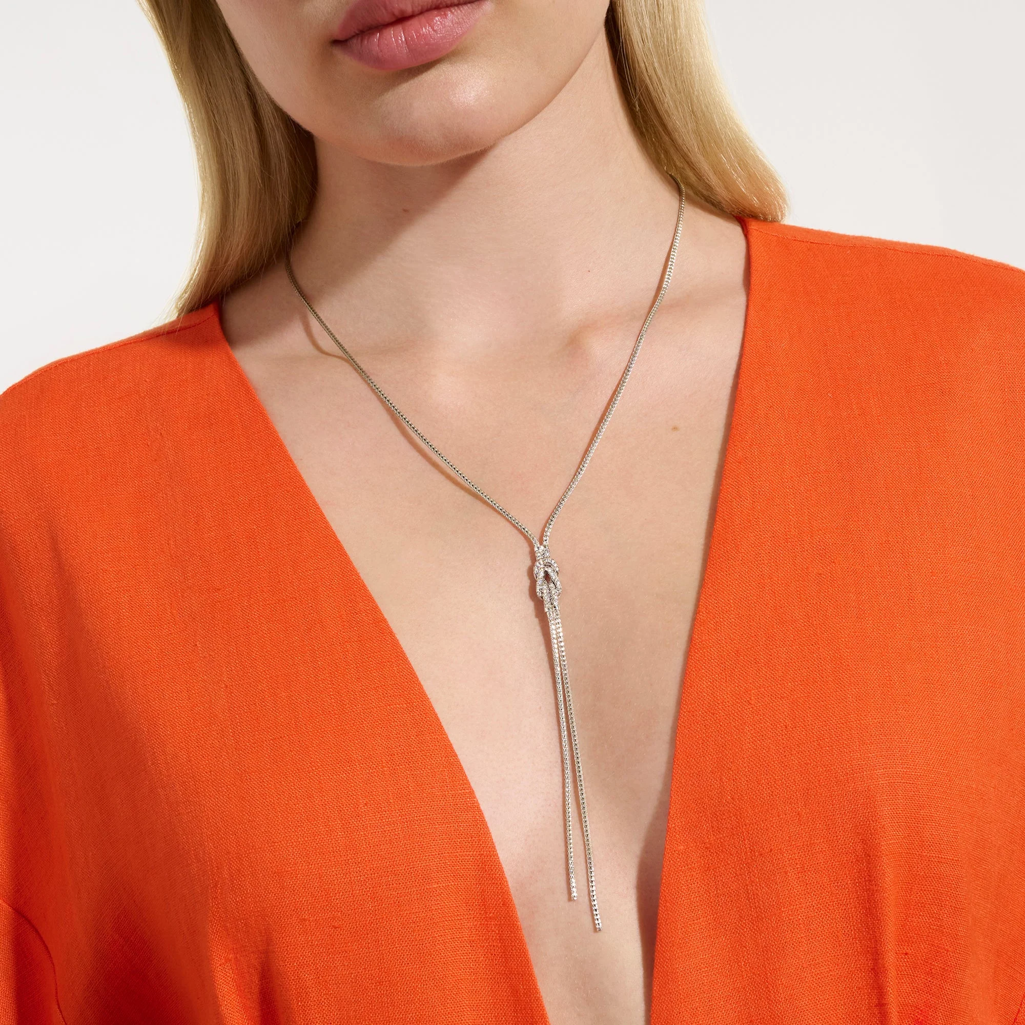 John Hardy Sterling Silver Diamond Love Knot Y Necklace - Image 5