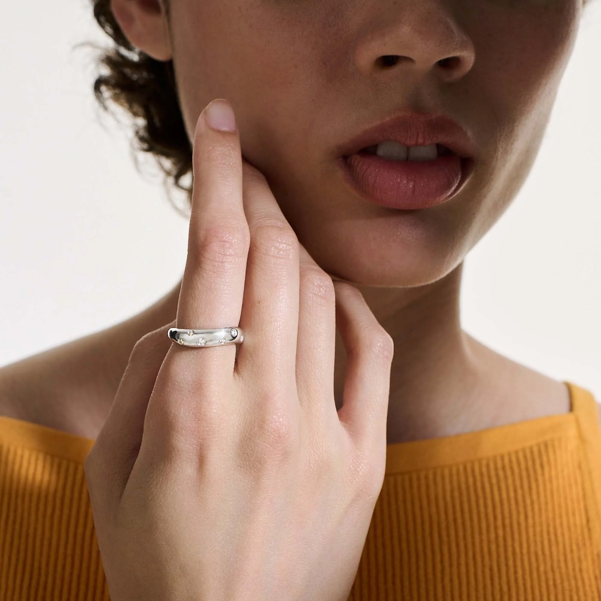 John Hardy Sterling Silver Diamond Surf Ring - Image 5