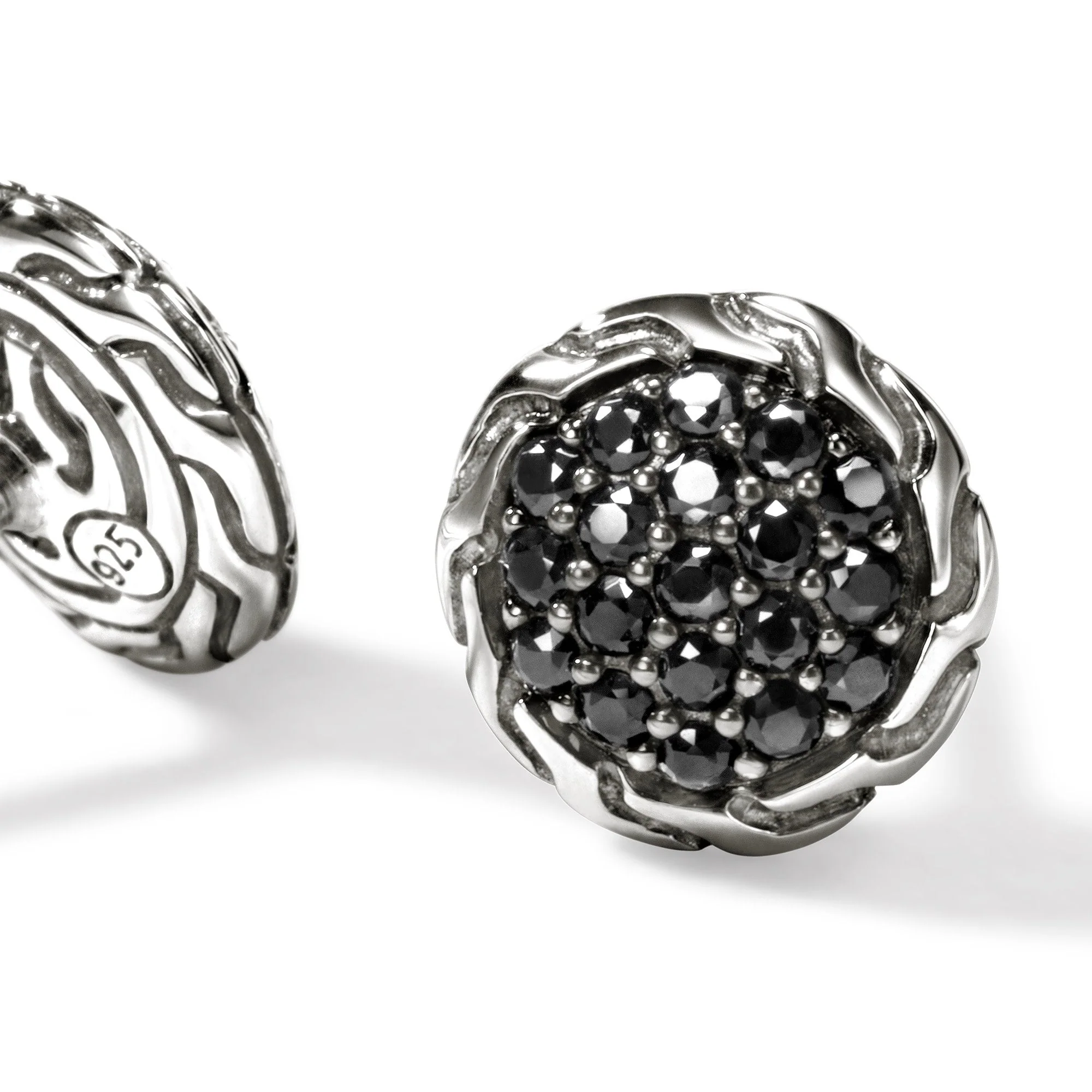 John Hardy Sterling Silver Essential Black Sapphire Pavé Stud Earring - Image 2