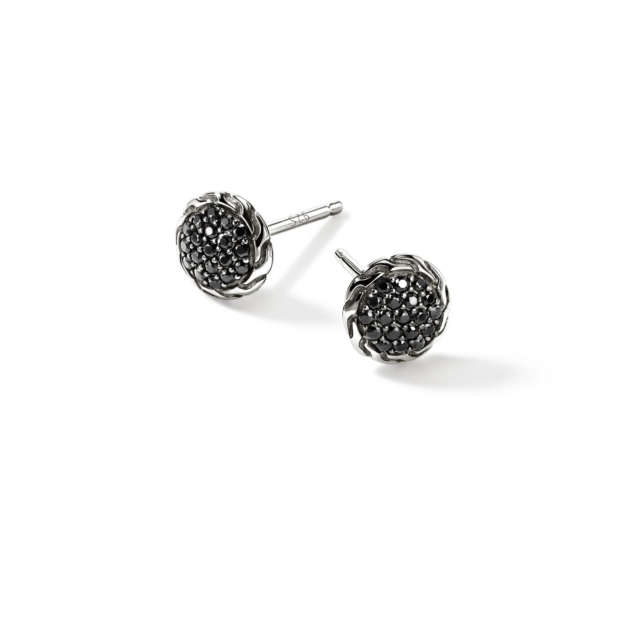 John Hardy Sterling Silver Essential Black Sapphire Pavé Stud Earring - Image 4