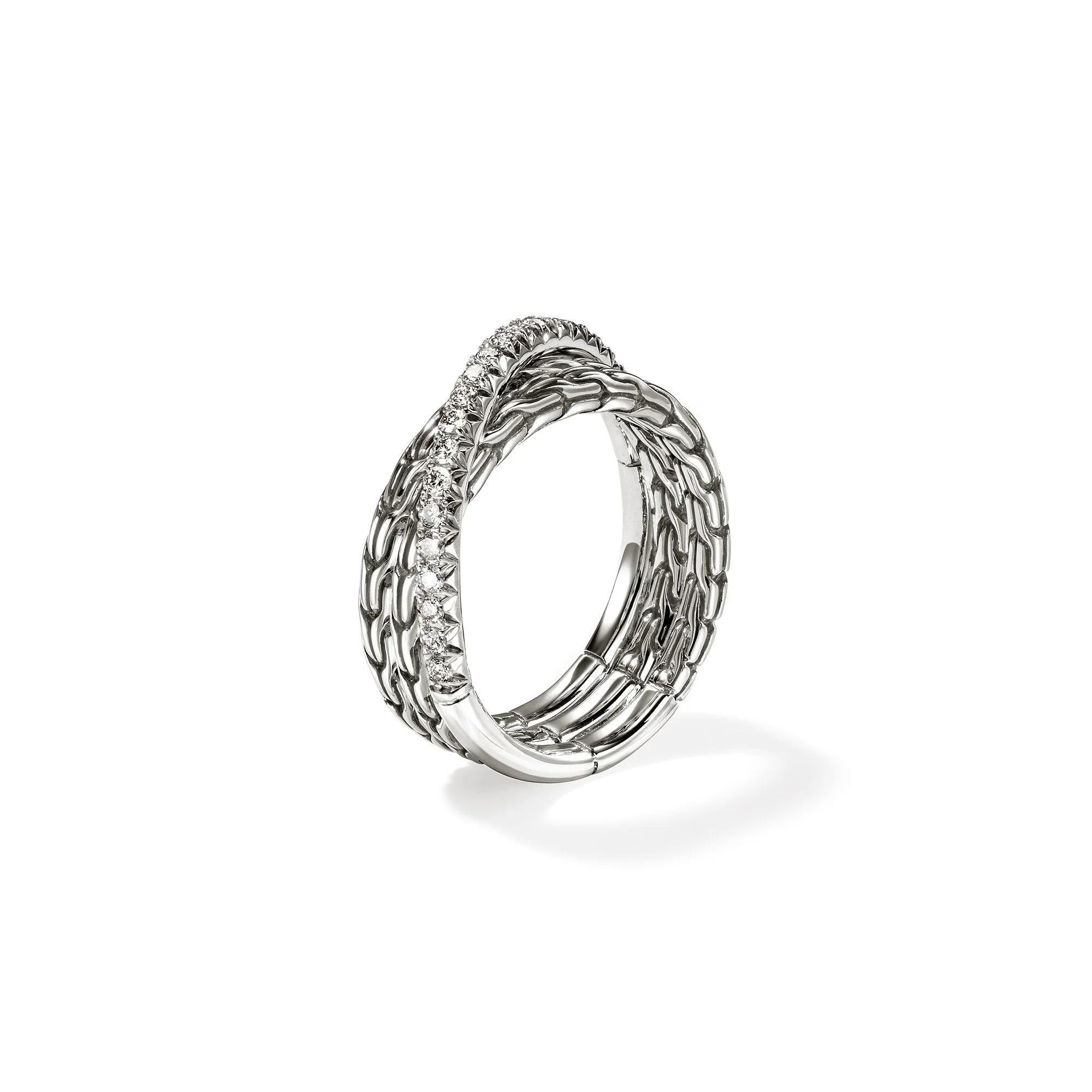 John Hardy Sterling Silver Essential Diamond Pavé Crossover Ring - Image 3