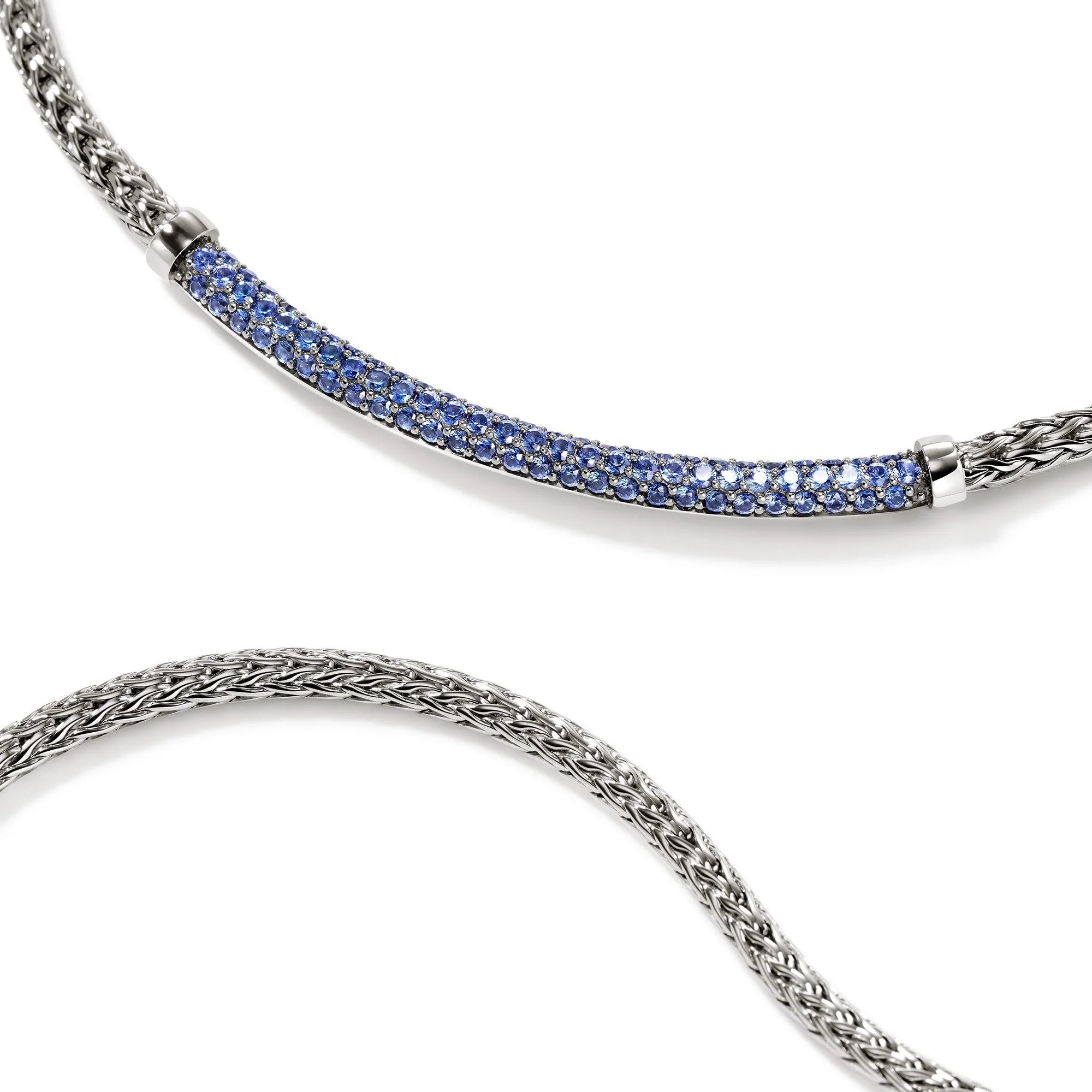 John Hardy Sterling Silver Essential Pavé Blue Sapphire Necklace - Image 2