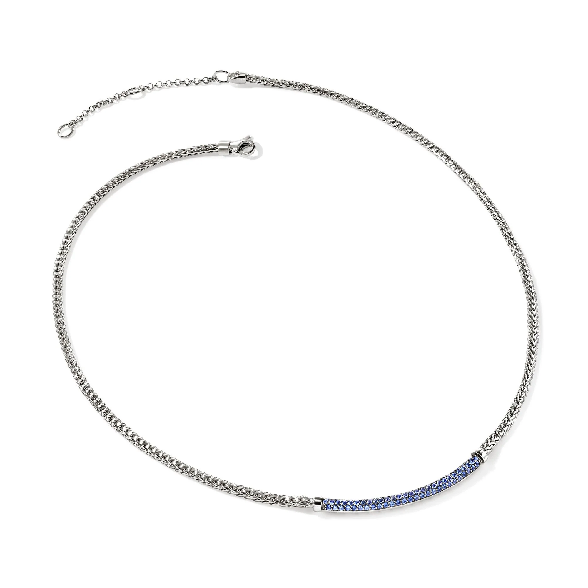 John Hardy Sterling Silver Essential Pavé Blue Sapphire Necklace - Image 3