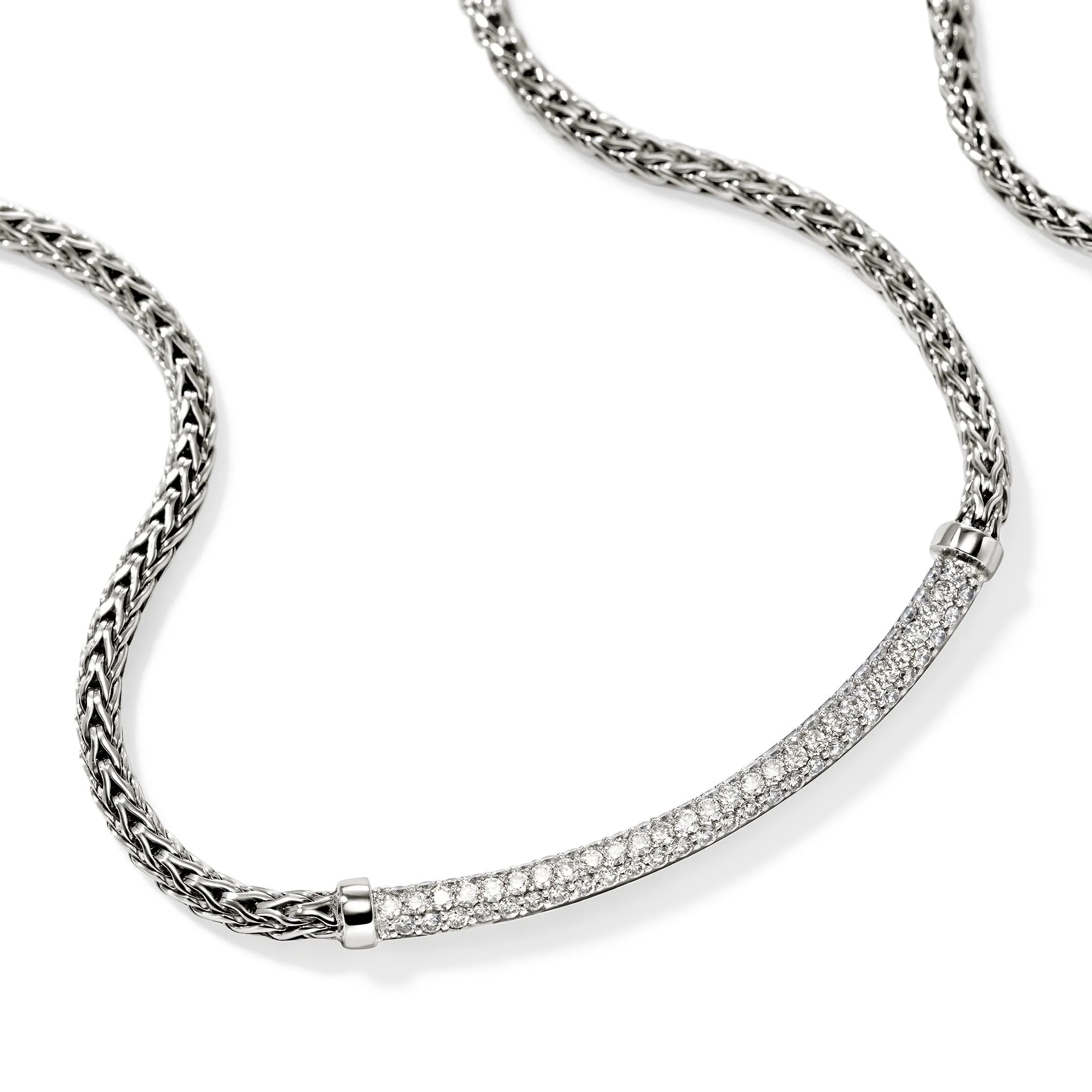 John Hardy Sterling Silver Essential Pavé Diamond Necklace - Image 2