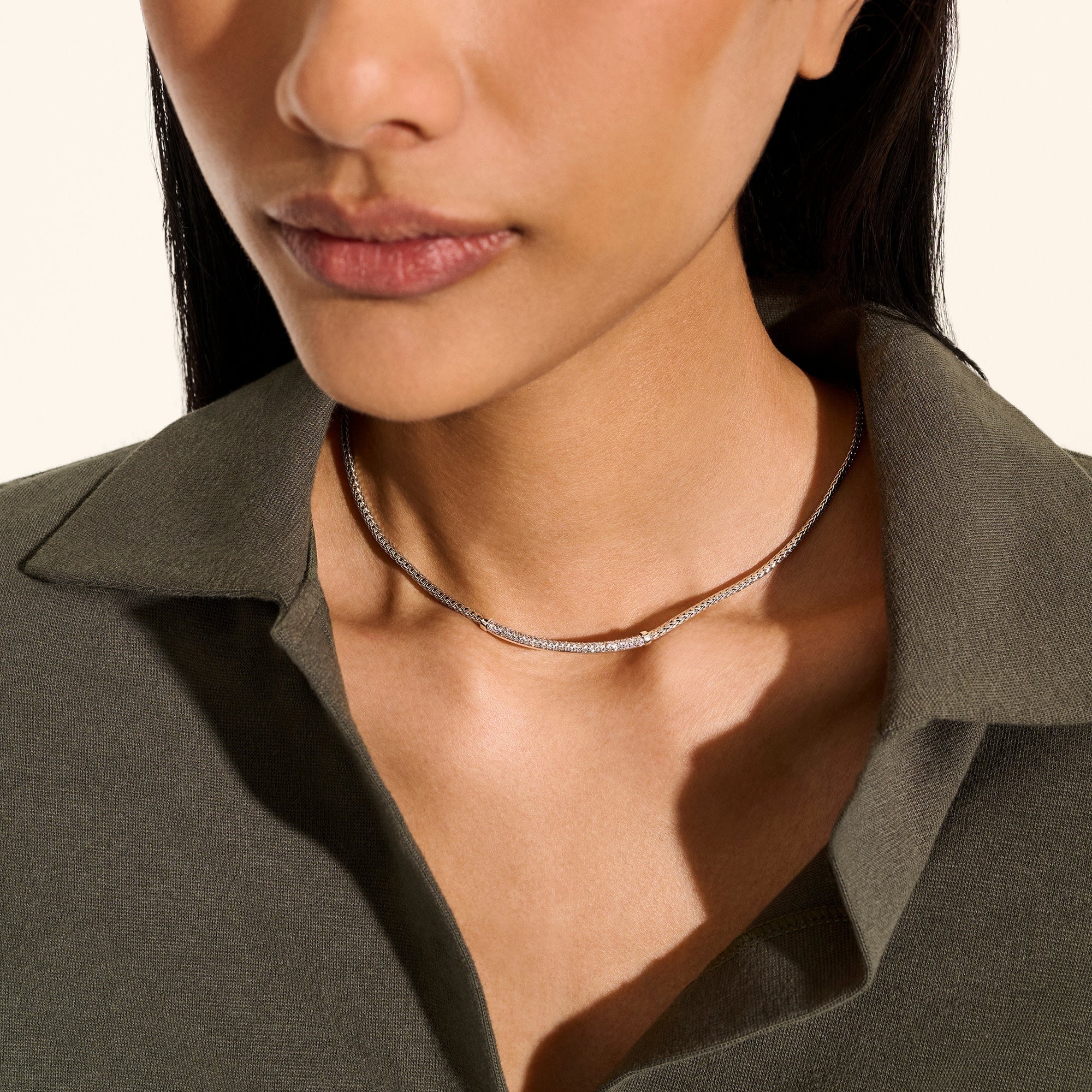 John Hardy Sterling Silver Essential Pavé Diamond Necklace - Image 5