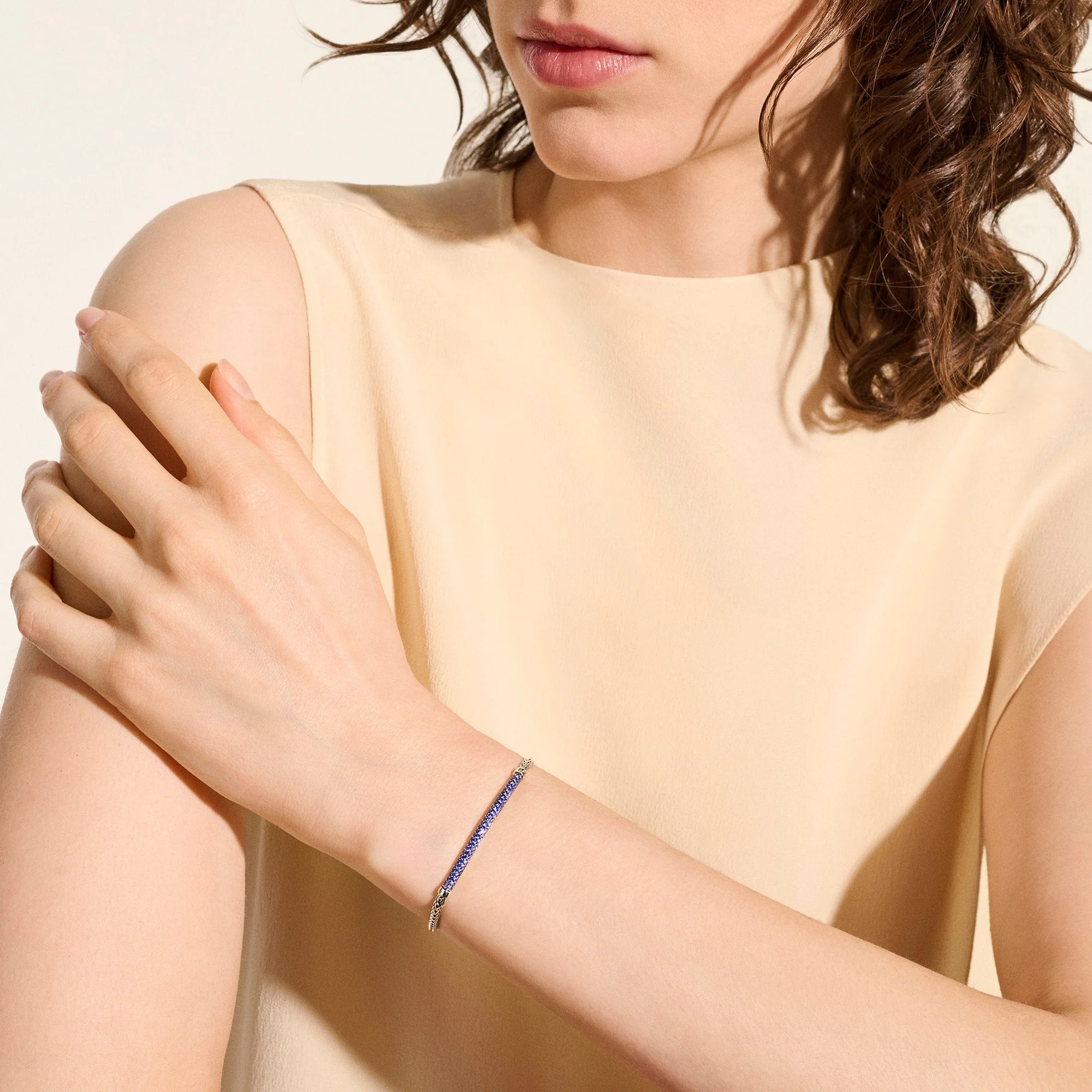 John Hardy Sterling Silver Essential Pavé Sapphire Bracelet - Image 5