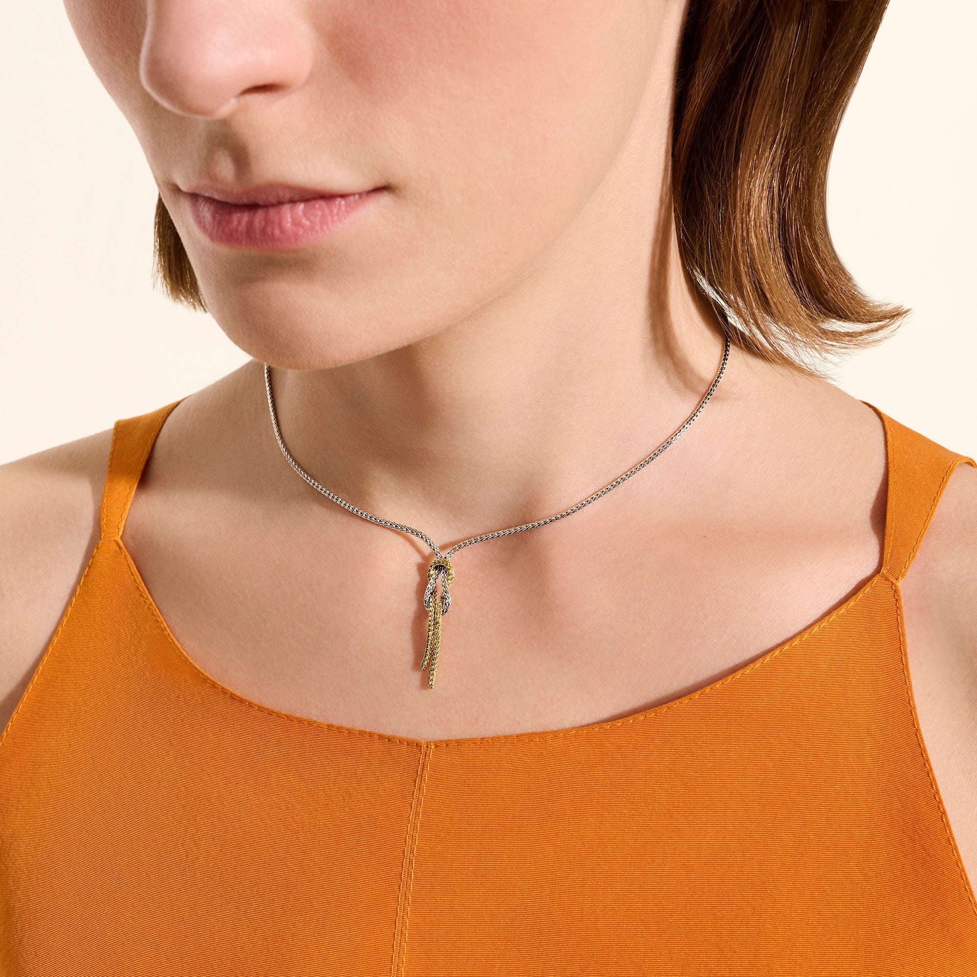 John Hardy Sterling Silver & Gold Love Knot Y Necklace - Image 4