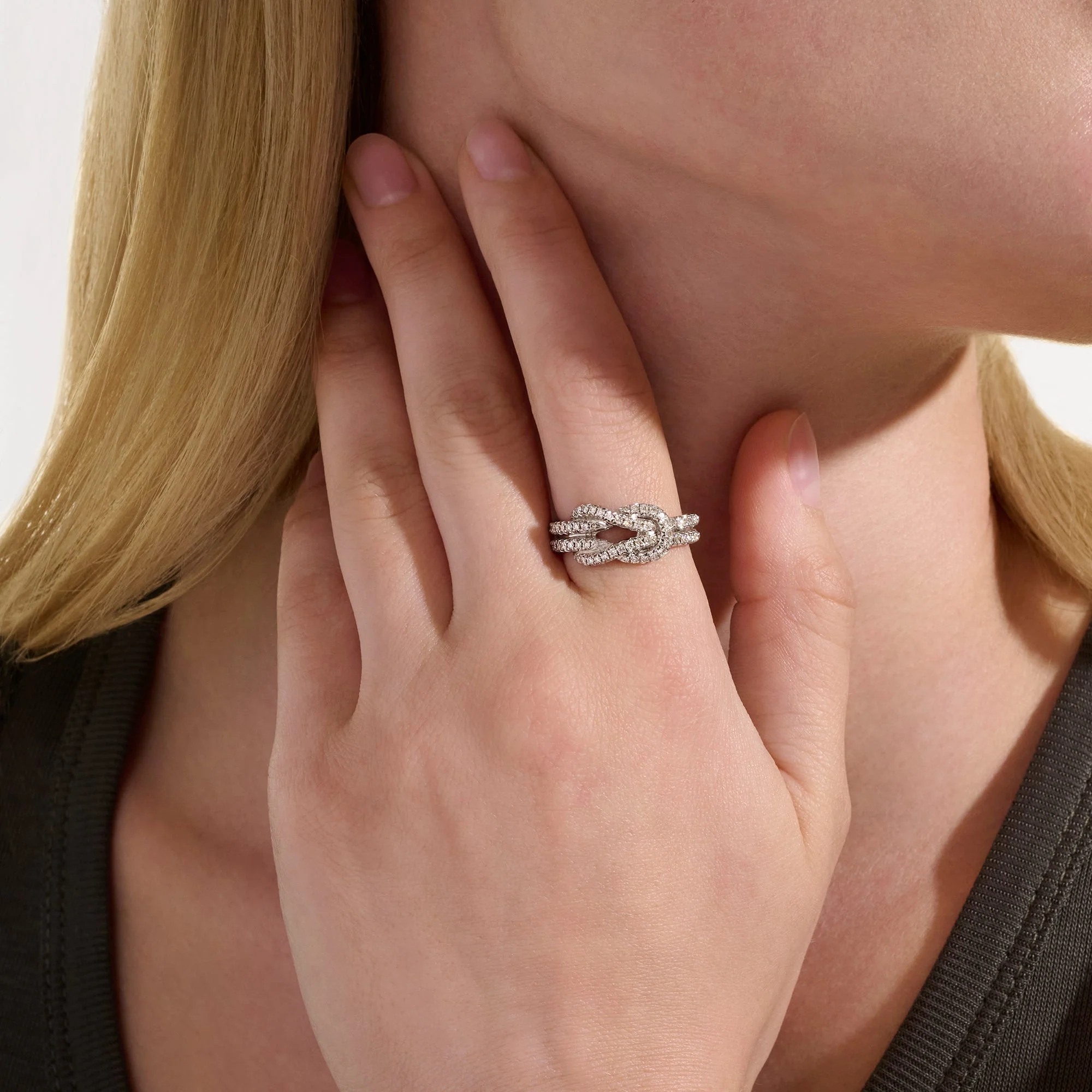 John Hardy Sterling Silver Love Knot Diamond Ring - Image 5