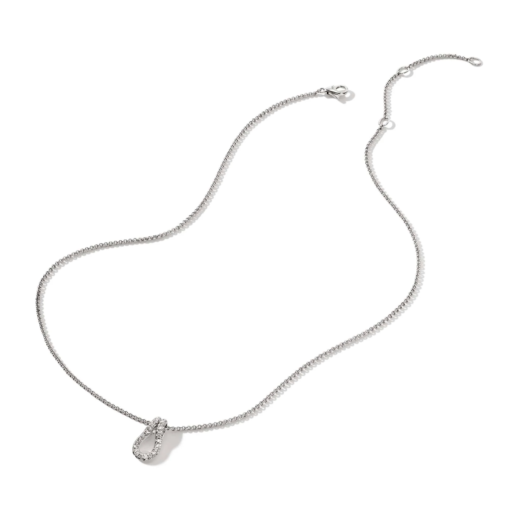 John Hardy Sterling Silver Surf Diamond Pendant Necklace - Image 3