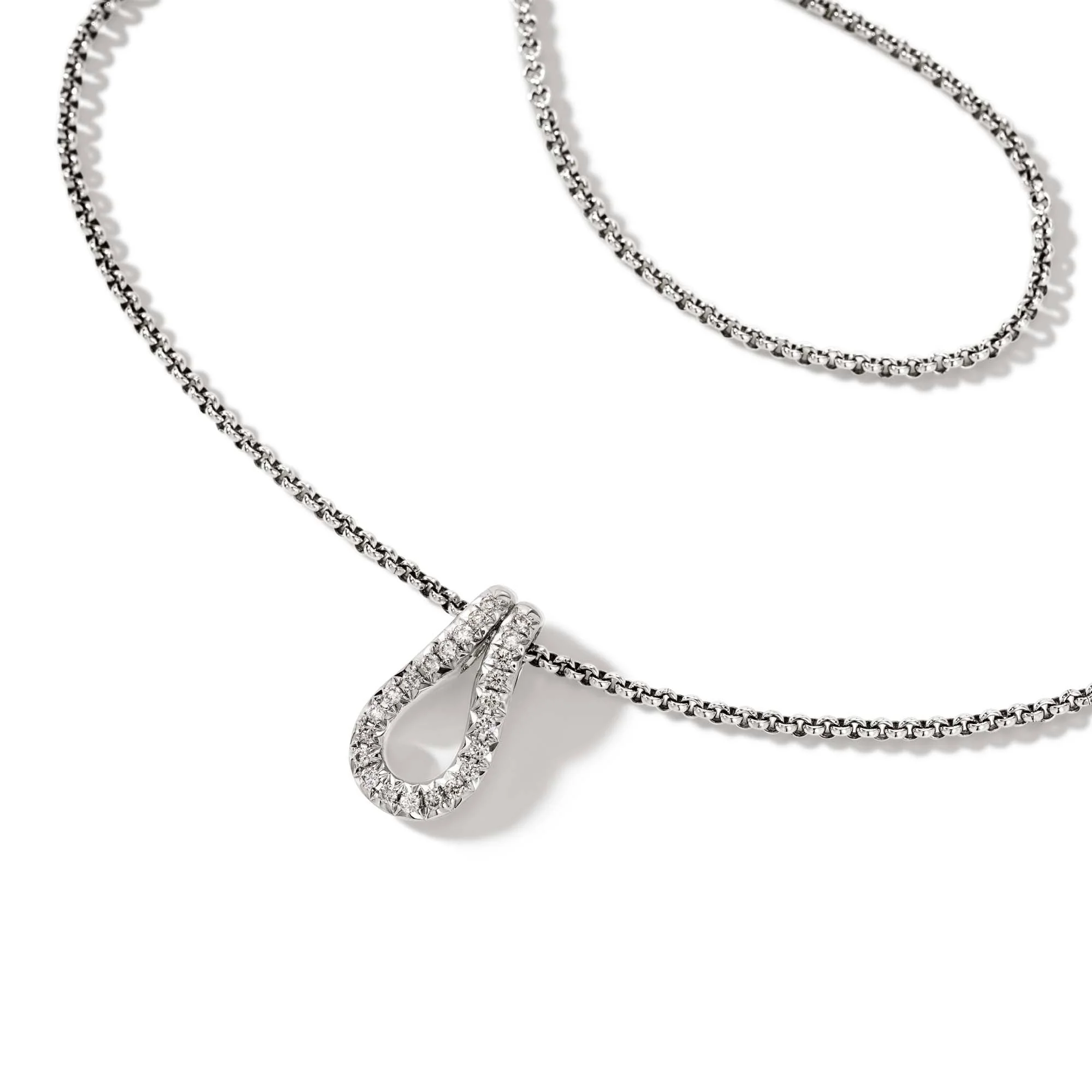 John Hardy Sterling Silver Surf Diamond Pendant Necklace - Image 4