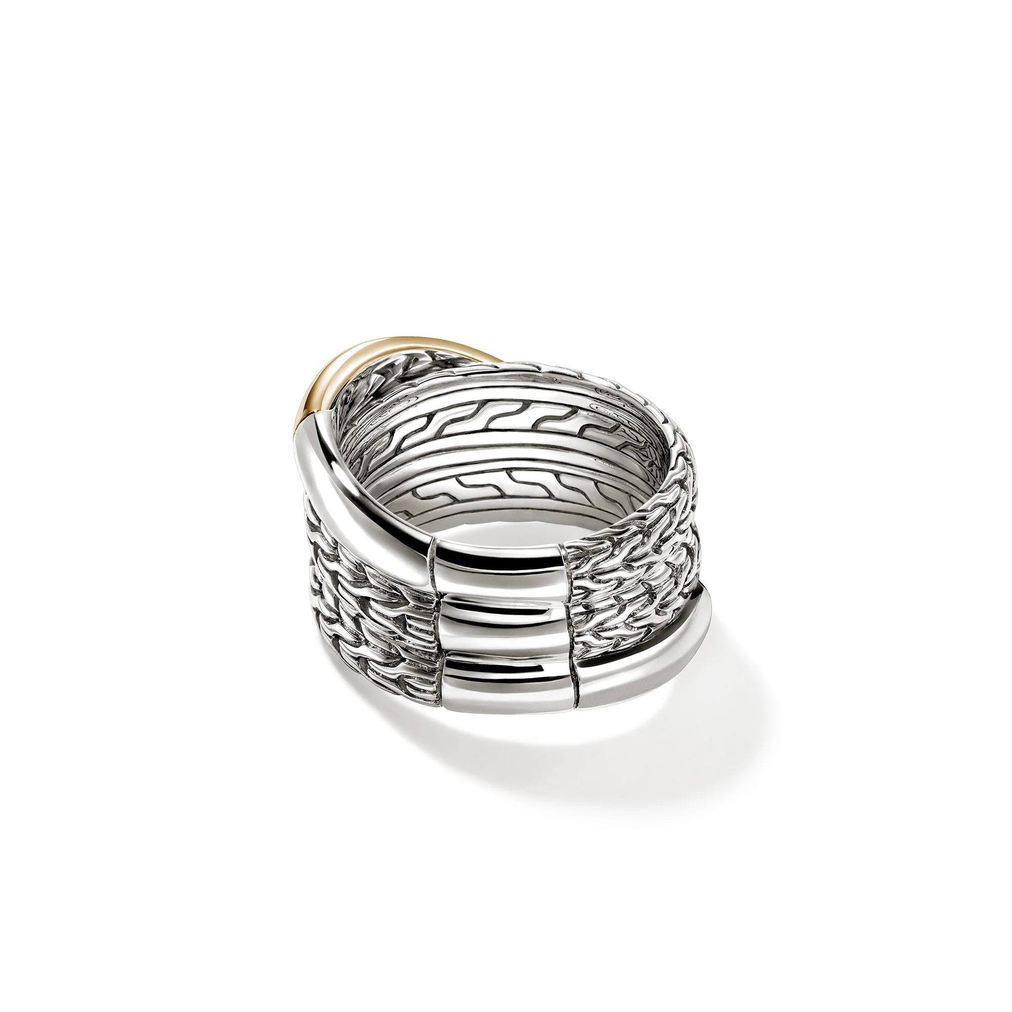 John Hardy Sterling Silver & Yellow Gold Essential Crossover Ring - Image 4