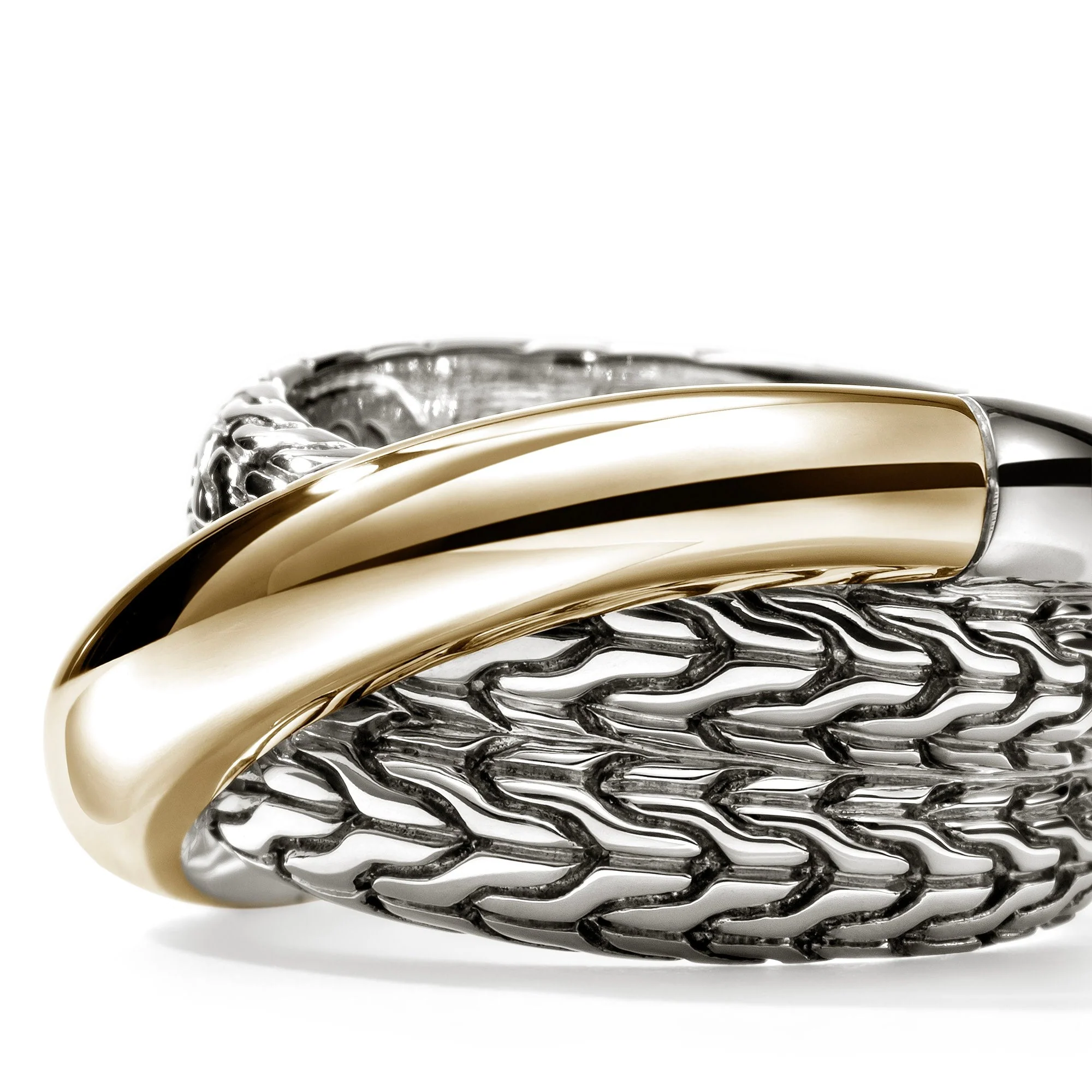 John Hardy Sterling Silver & Yellow Gold Essential Crossover Ring - Image 2
