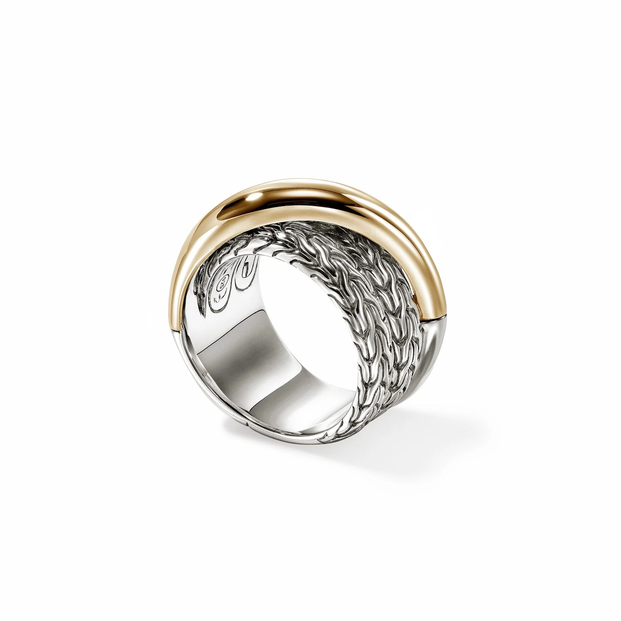 John Hardy Sterling Silver & Yellow Gold Essential Crossover Ring - Image 3