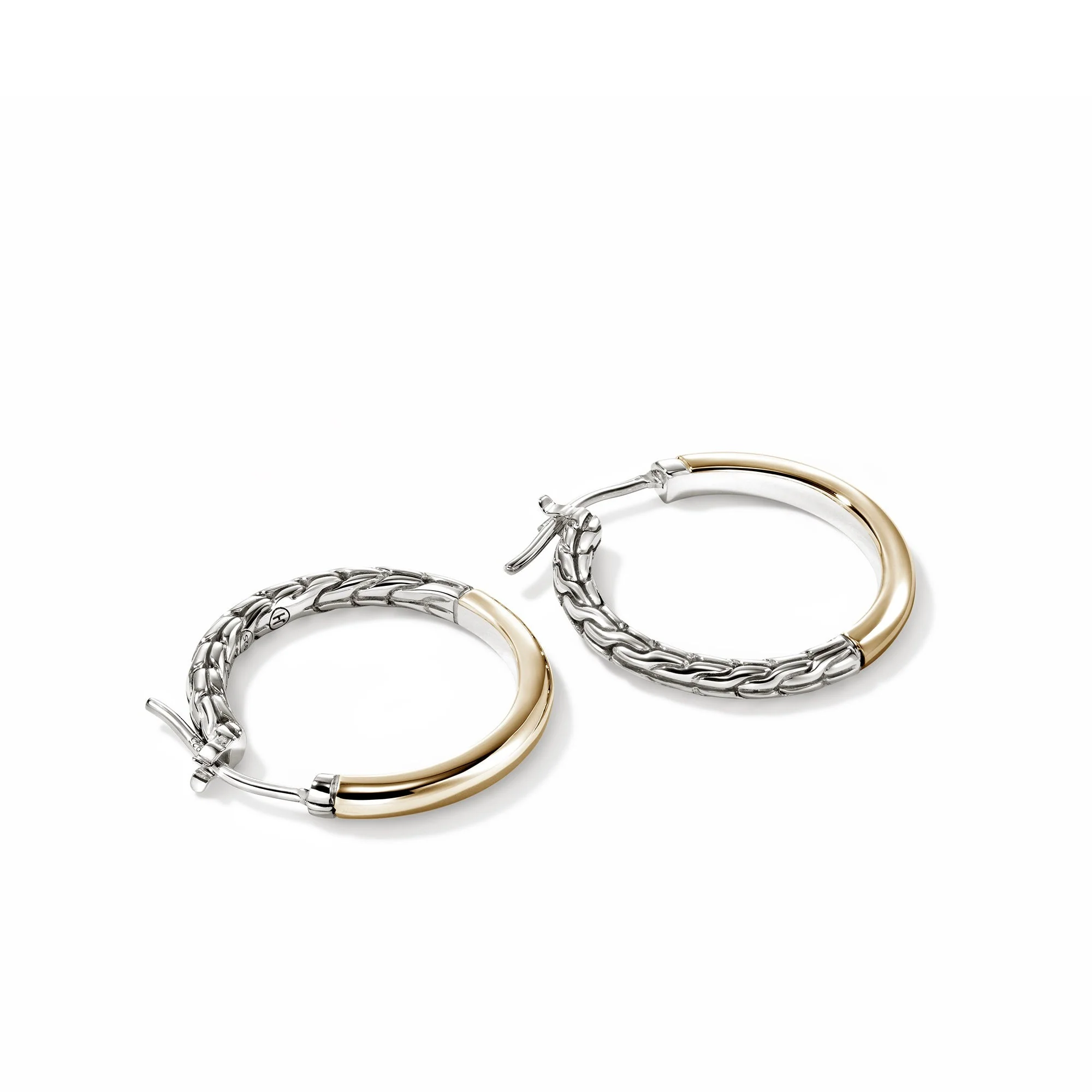 John Hardy Sterling Silver & Yellow Gold Essential Hoop Earrings - Image 3