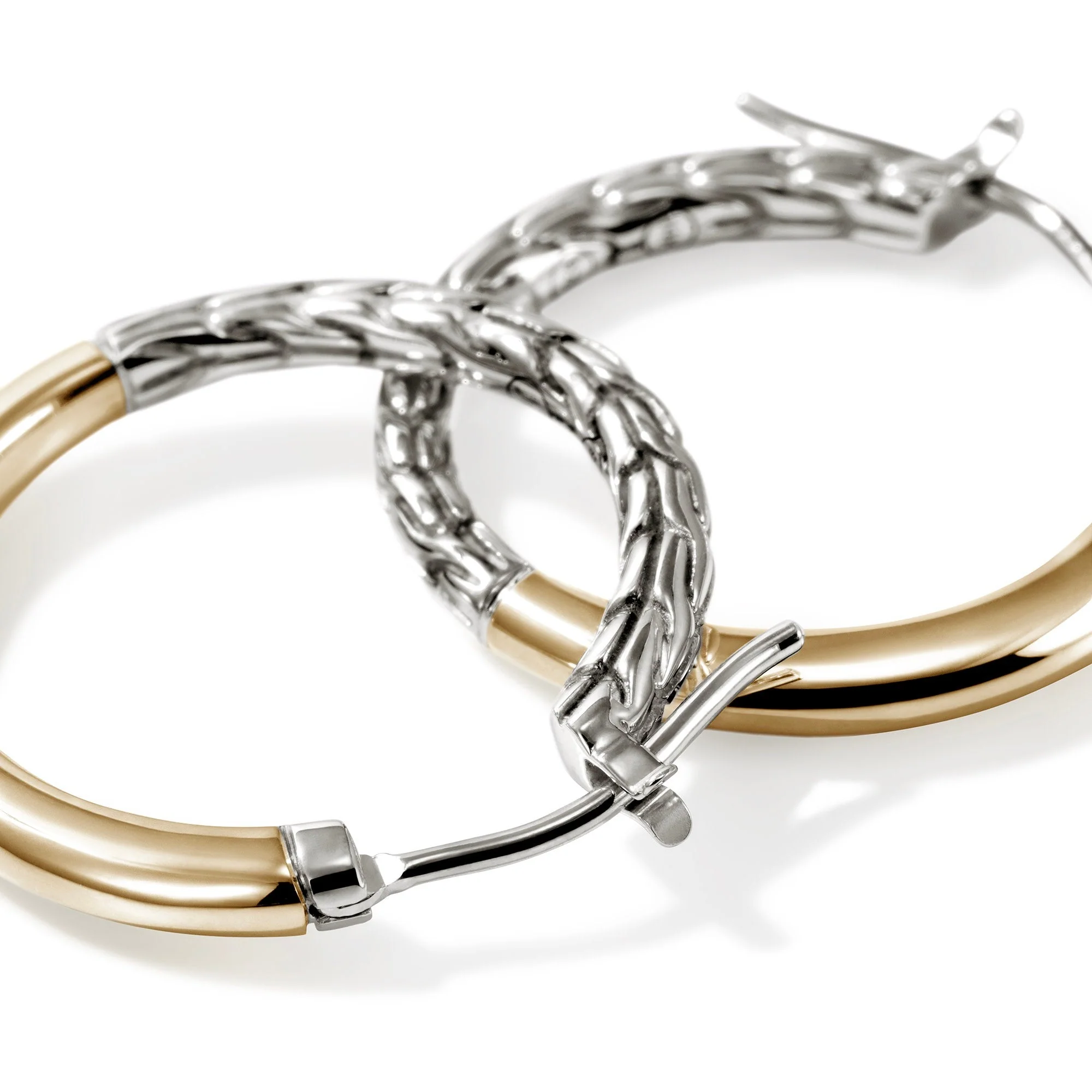 John Hardy Sterling Silver & Yellow Gold Essential Hoop Earrings - Image 2