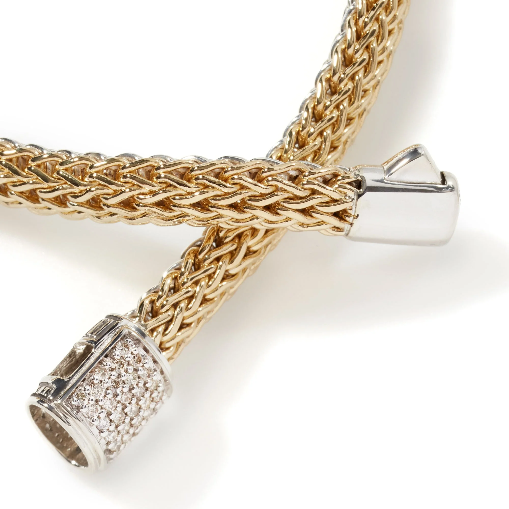 John Hardy Sterling Silver & Yellow Gold Karat Reverable Icon Diamond Bracelet - Image 4