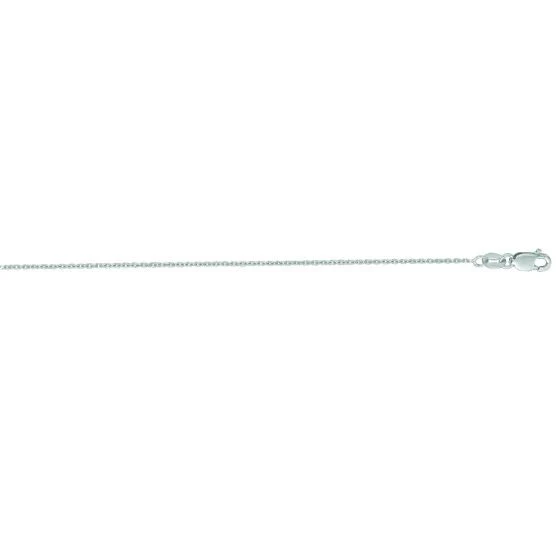 Ladies 14 Karat White Gold 18 Inch 1.1mm  Diamond Cut Cable Chain With Lobster Clasp