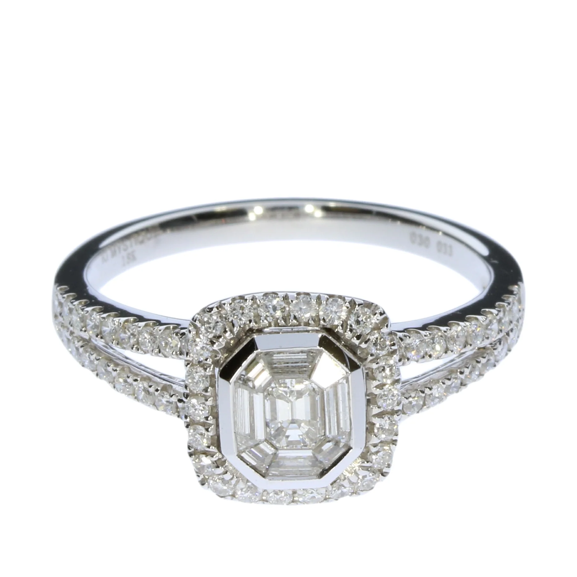 Ladies 18 Karat White Gold 0.70 Carat Total Weight Diamond Mystique Ring