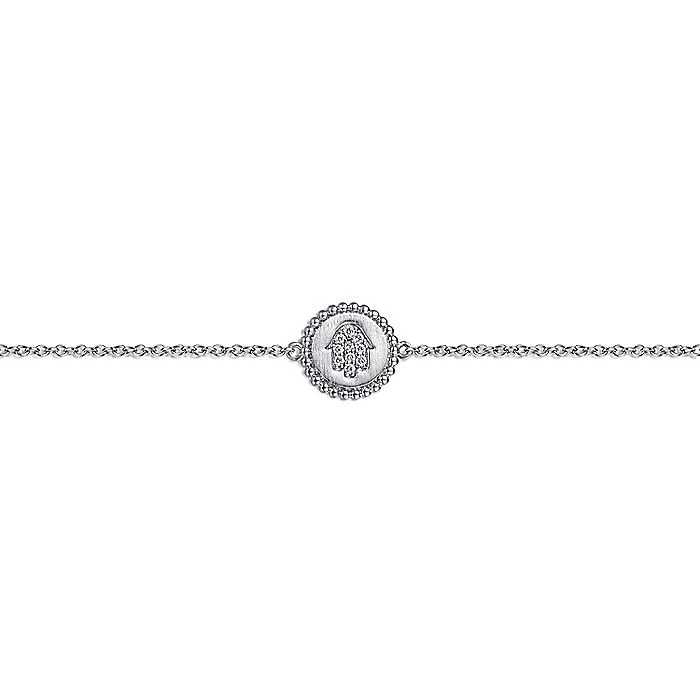 Ladies Gabriel & Co. Sterling Silver Diamond Bujukan Hand of God Bracelet - Image 2