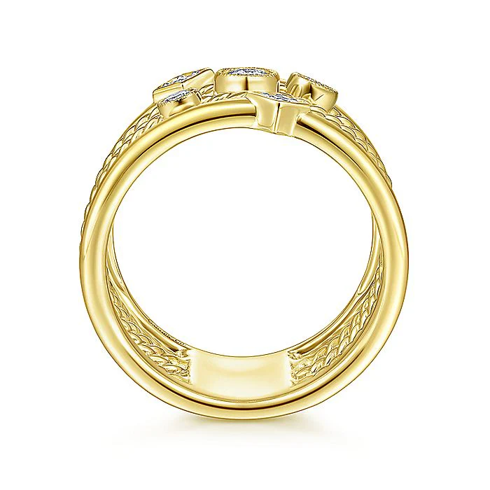Ladies Gabriel & Co. Yellow Gold Multi Row Fashion Ring - Image 2