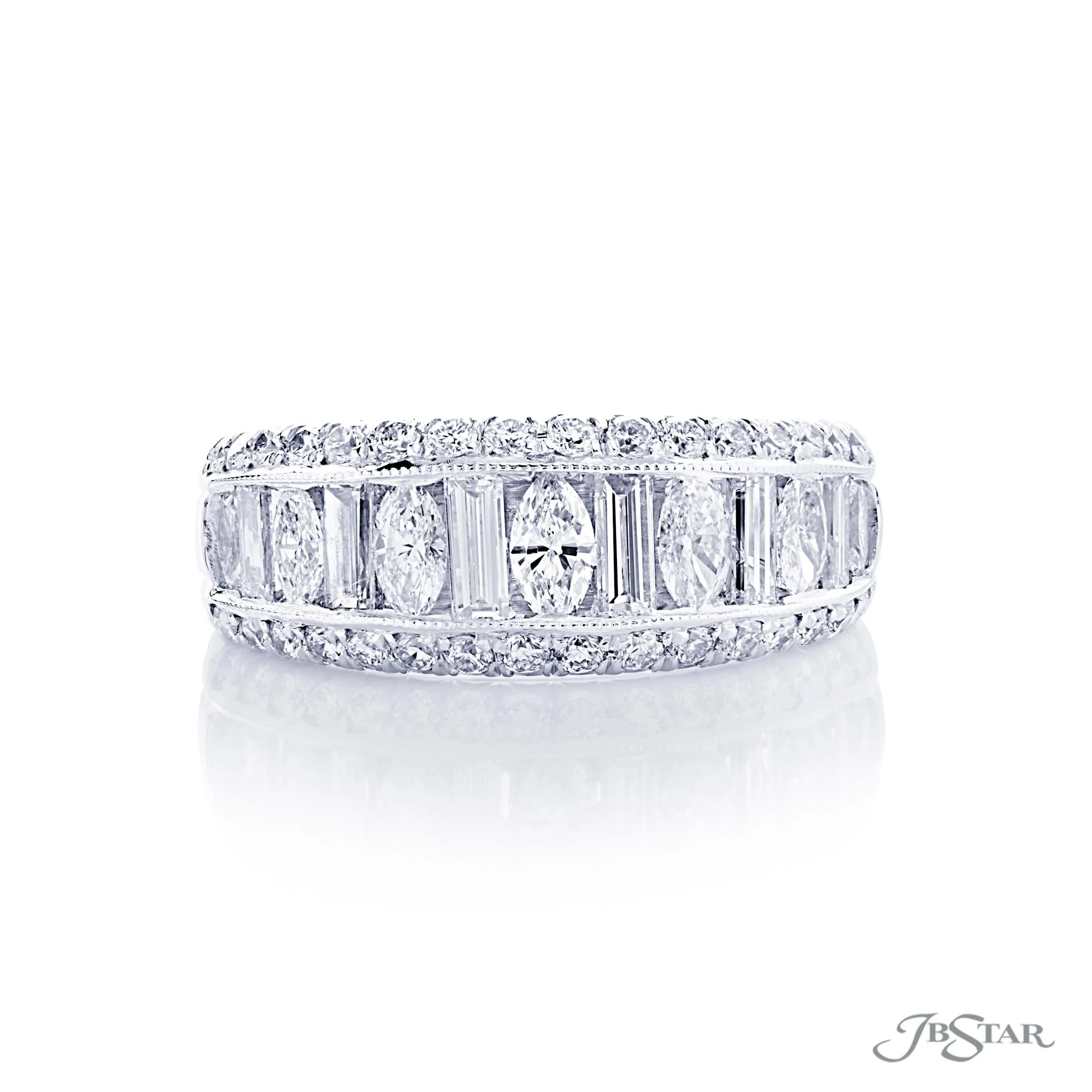 Ladies JB Star Diamond Fashion Ring Set In Platinum