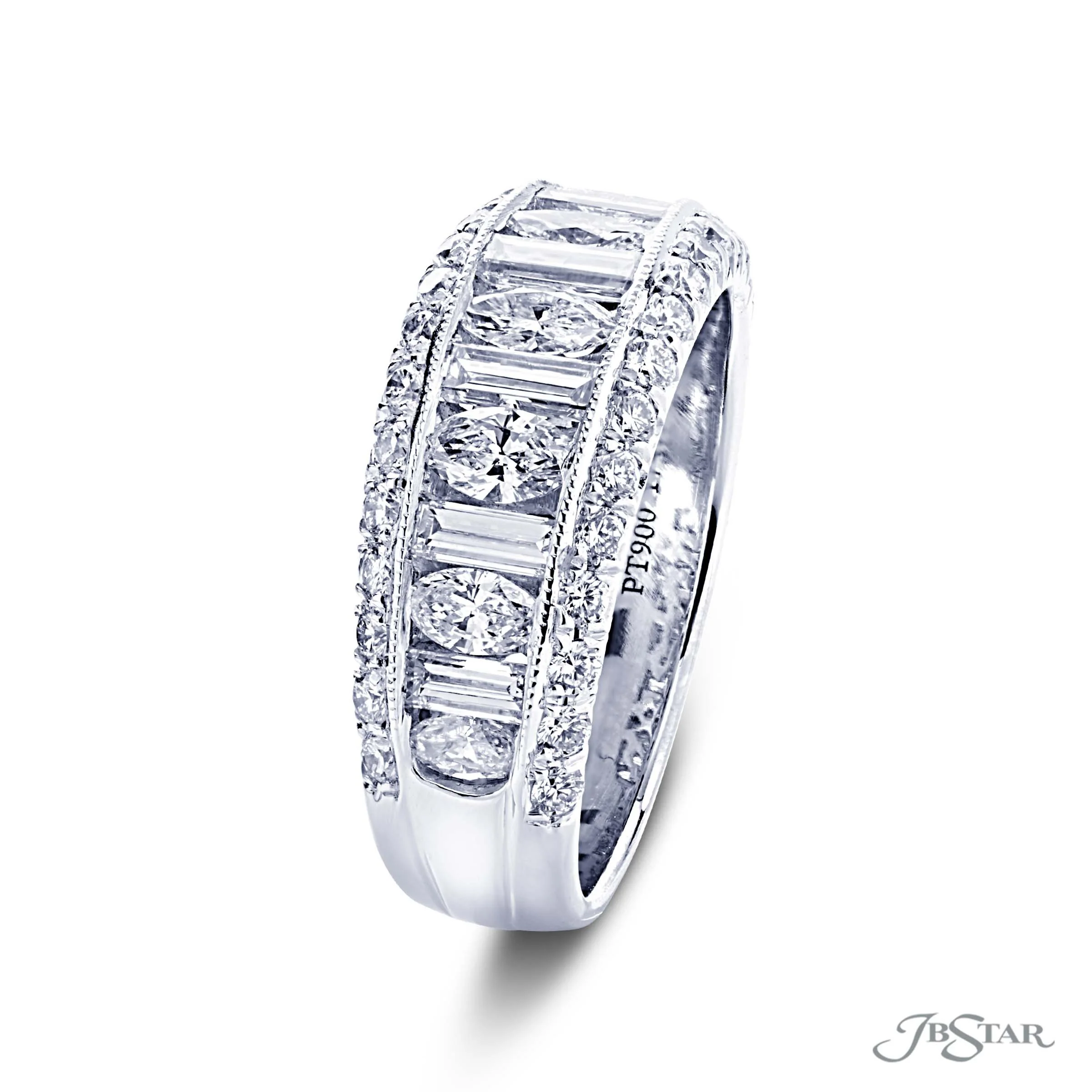 Ladies JB Star Diamond Fashion Ring Set In Platinum - Image 2