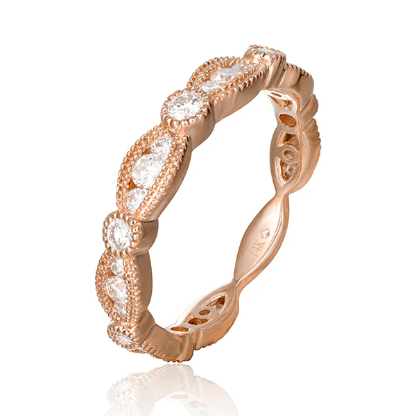 Ladies Luvente Rose Gold Geometric Diamond Band