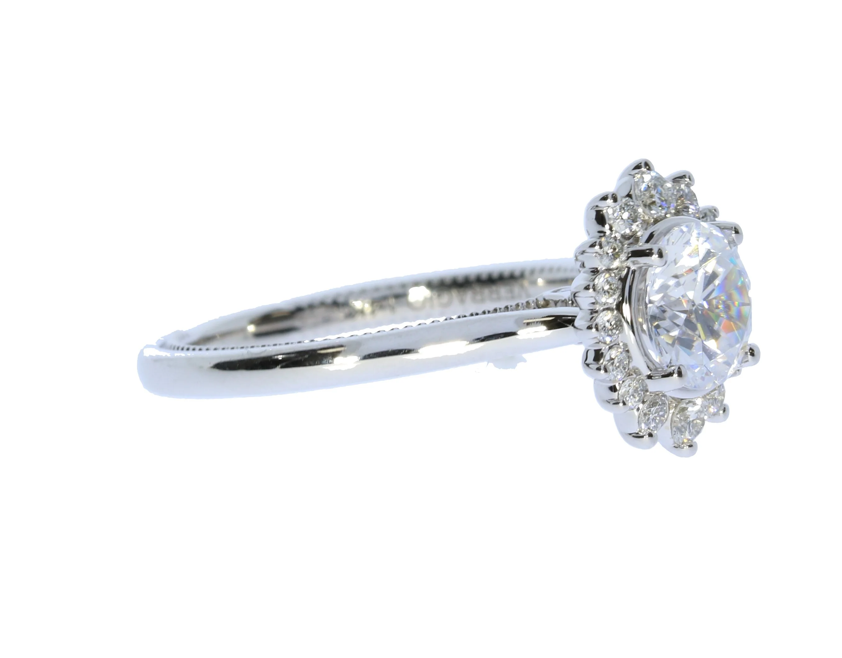 Ladies Verragio 14 Karat White Gold  Semi-Mount Engagement Ring - Image 2