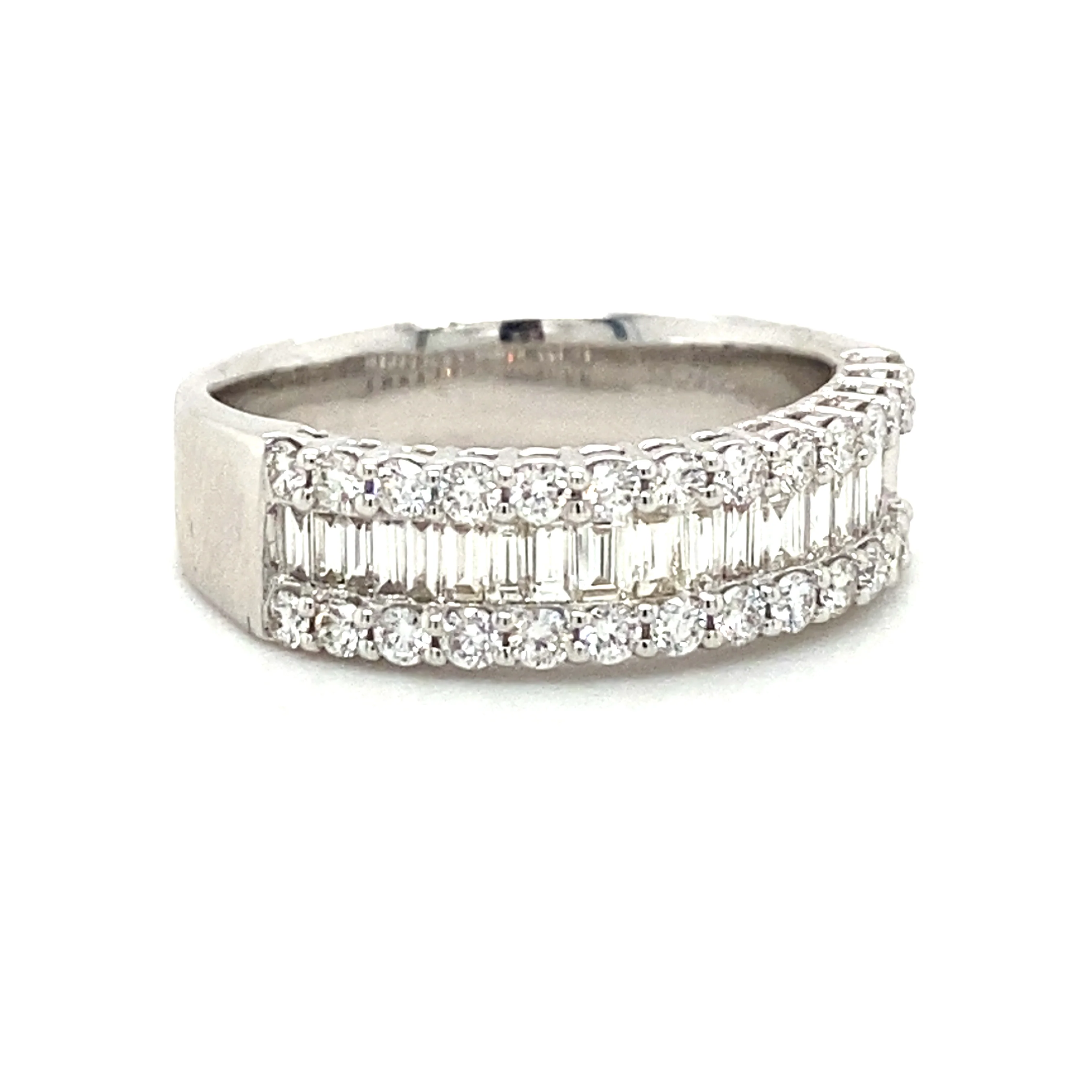 Ladies White Gold Baguette Diamond Band - Image 2