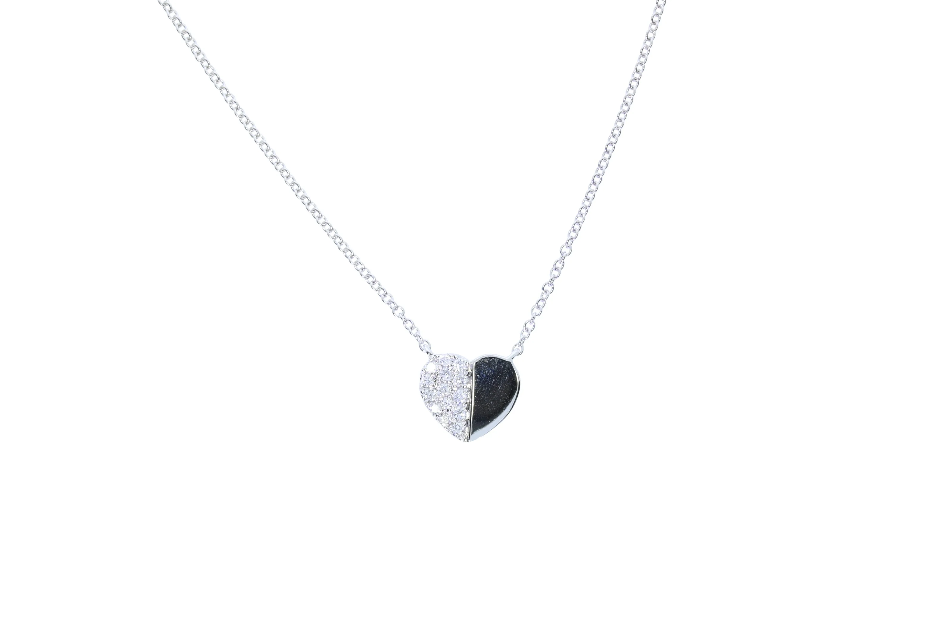 Ladies White Gold Diamond Heart Necklace