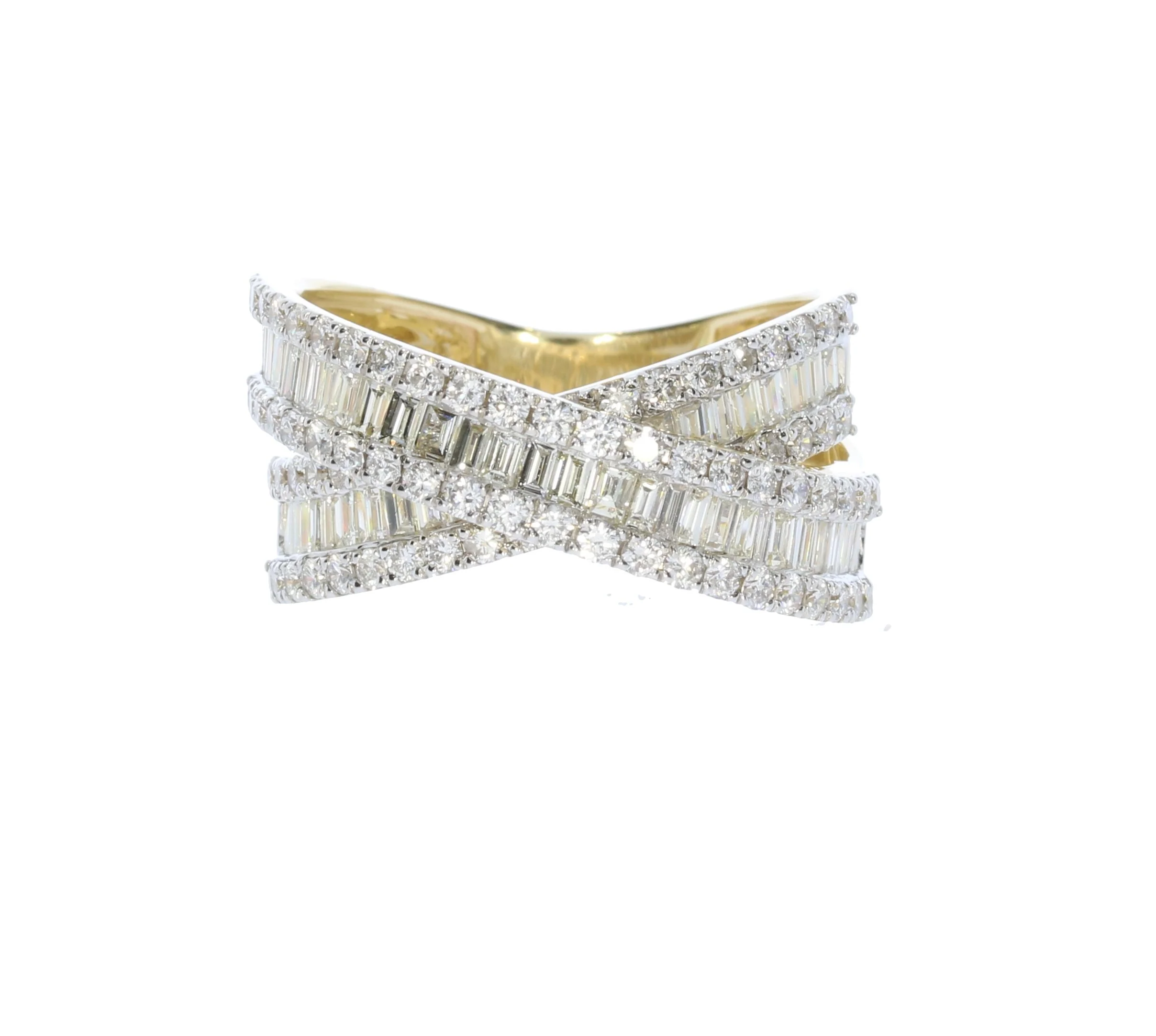 Ladies Yellow Gold Baguette Diamond Band