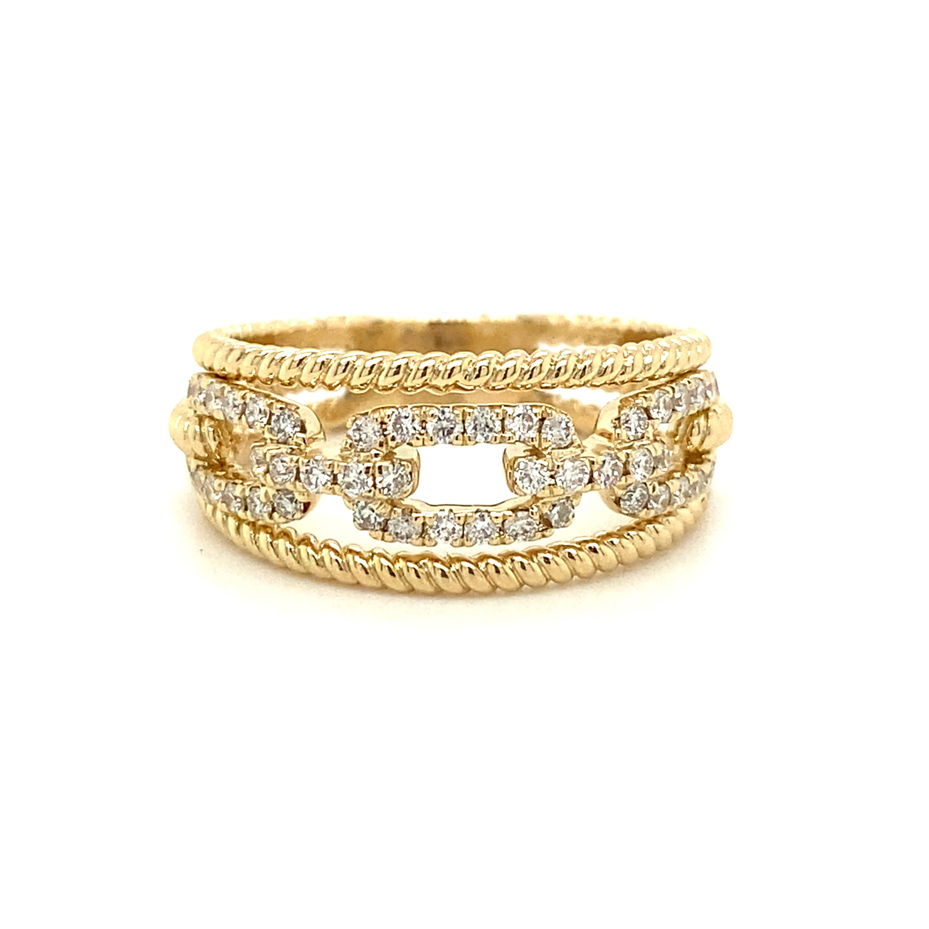 Ladies Yellow Gold Stacked Look Fashion Ring