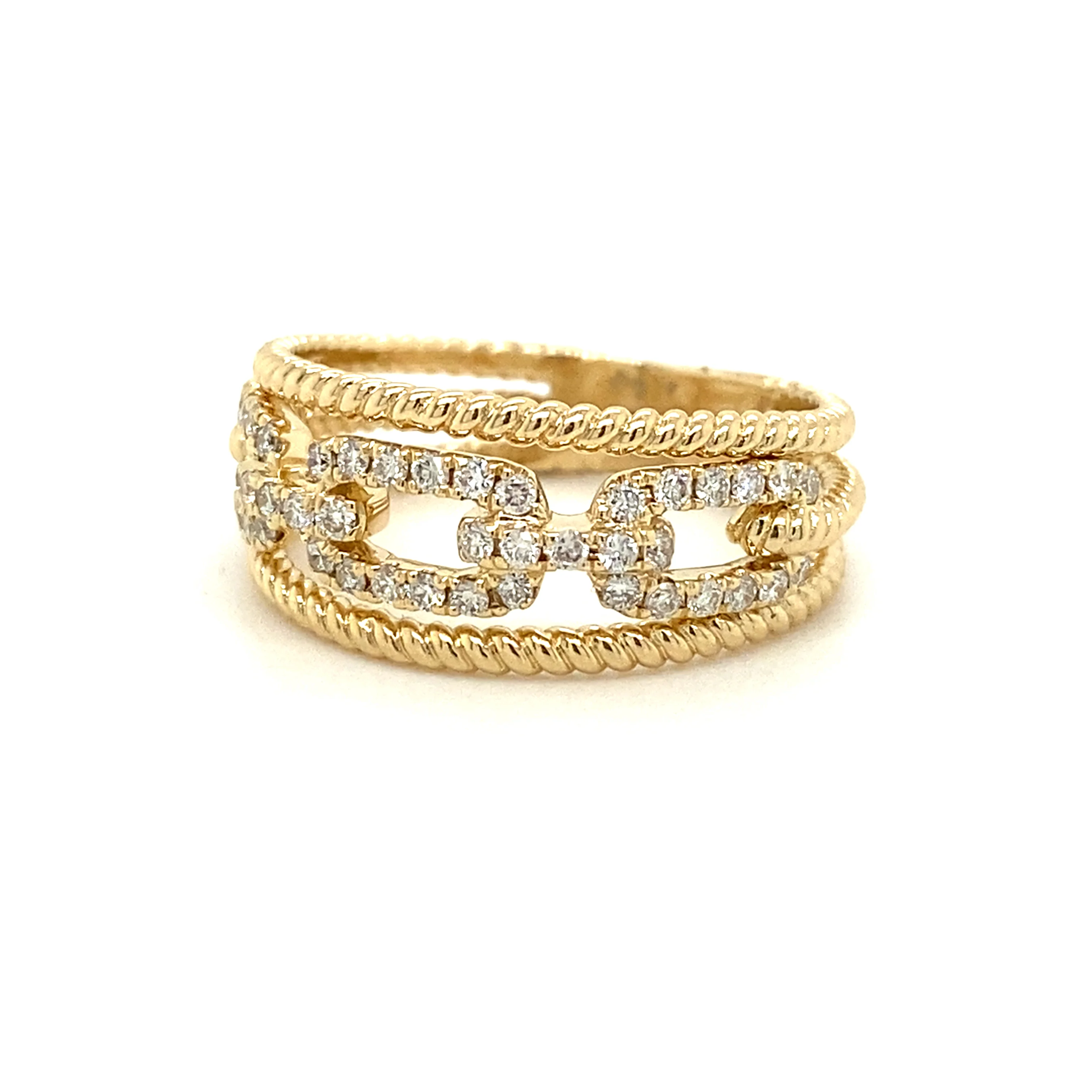 Ladies Yellow Gold Stacked Look Fashion Ring - Image 2
